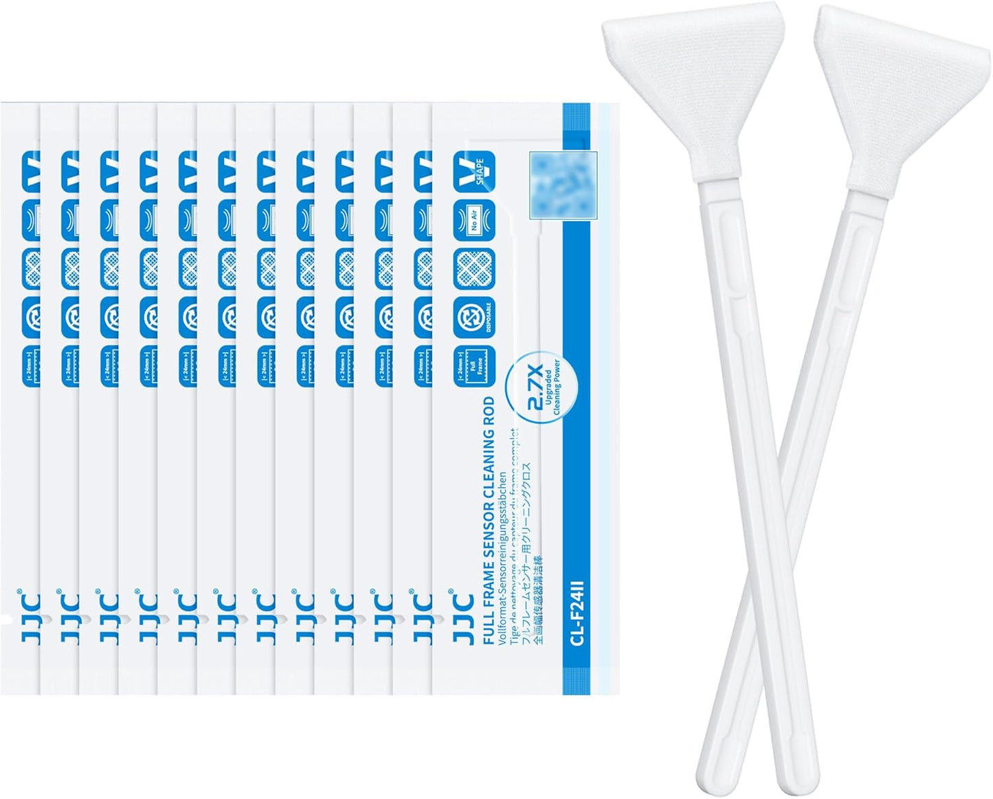 JJC 12pcs 24mm CMOS Full Frame Sensor Microfiber Cloth Cleaning Swab Cleaning Stick for Reflex & Mirrorless Digital