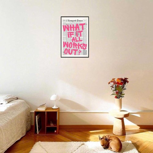 Drimiler Retro Pink Font Poster - Positive Affirming Quote Canvas Wall Art | Minimalist 12x18in Framed Decor