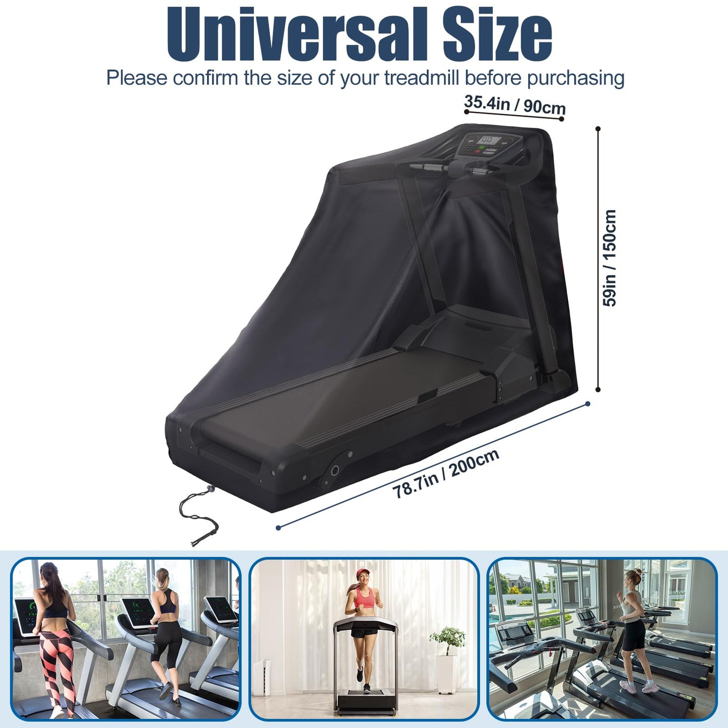 HOMEE Treadmill Cover Waterproof Outdoor 78" x 37"x 59", Heavy-Duty Fitness Equipment Protection Cover, Protects Treadmills from Dust, Moisture, Scratches for Home Gym, Fits Most Treadmill