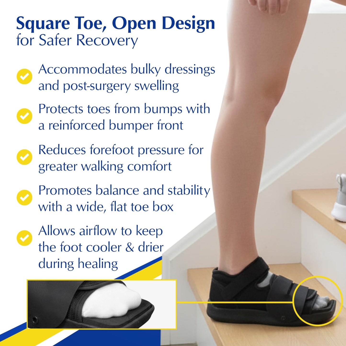 Brace Align Deluxe Post Op Shoe - Adjustable Medical Support for Broken Toes, Foot Injuries, Fractures, Bunions and Surgical Recovery L3260 - Size S (Men’s US 7.5-9 / Women’s US 8.5-10)