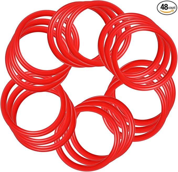 Meooeck 48 Pieces Plastic Ring Toss Rings 2.9 Inch Red Bottles Ring Toss Carnival Games for Adult Garden Backyard Outdoor Games