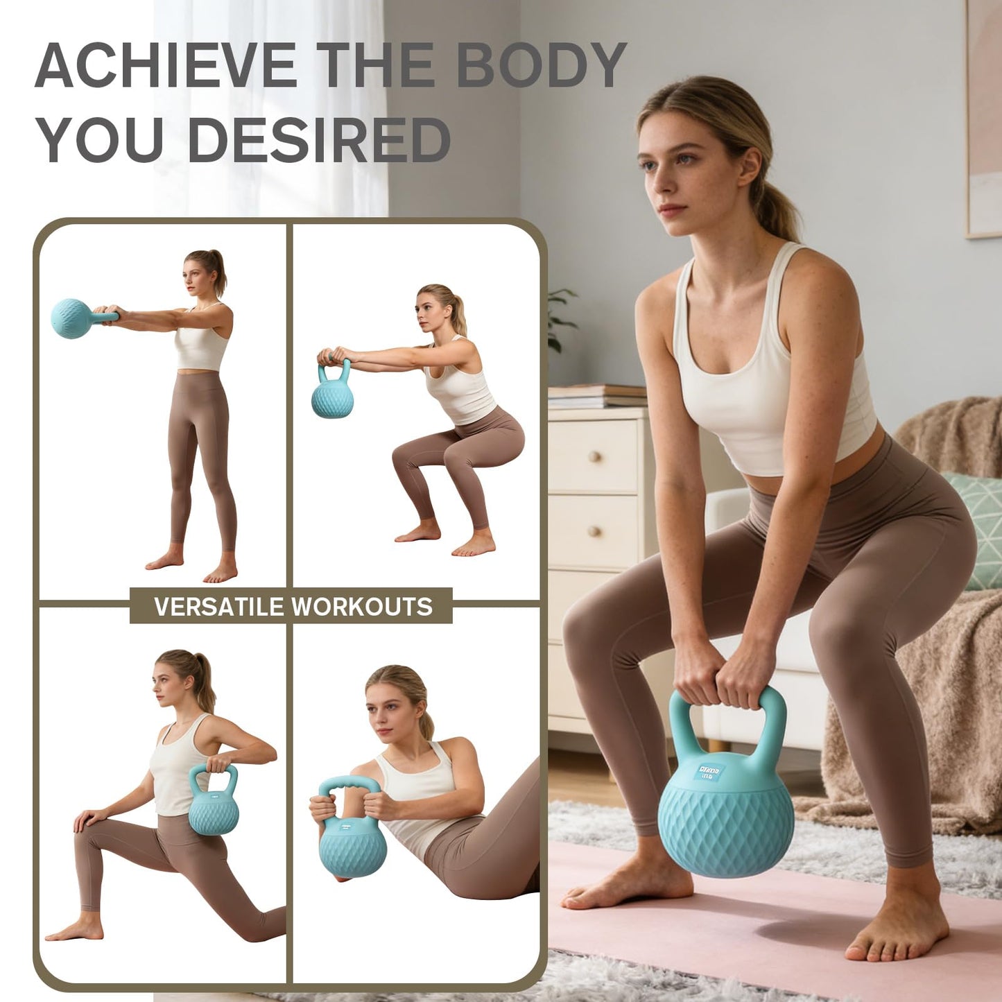 YIGUO Soft Kettlebell, 15lb Kettlebells Cushioned Impact-Resistant Base and Anti-Slip Grip, Strength Training Kettle Bell for Women and Men, Home Workout (Green)