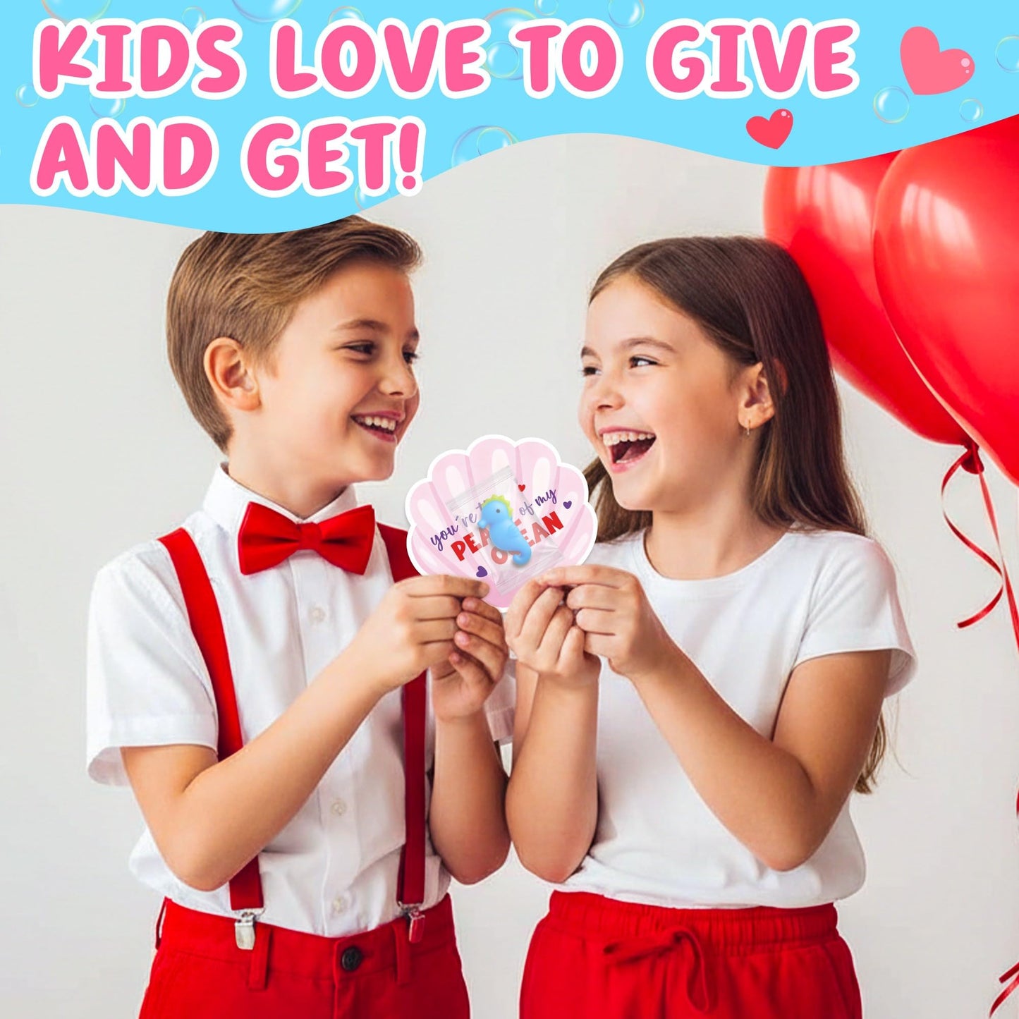 Valentines Day Cards for Kids School - 30PCS Cute Mochi Squishy Valentines for Class with Funny Ocean Valentine Cards, Valentine Party Favors for Boys & Girls, Valentine's Day Gifts for Kids Classroom