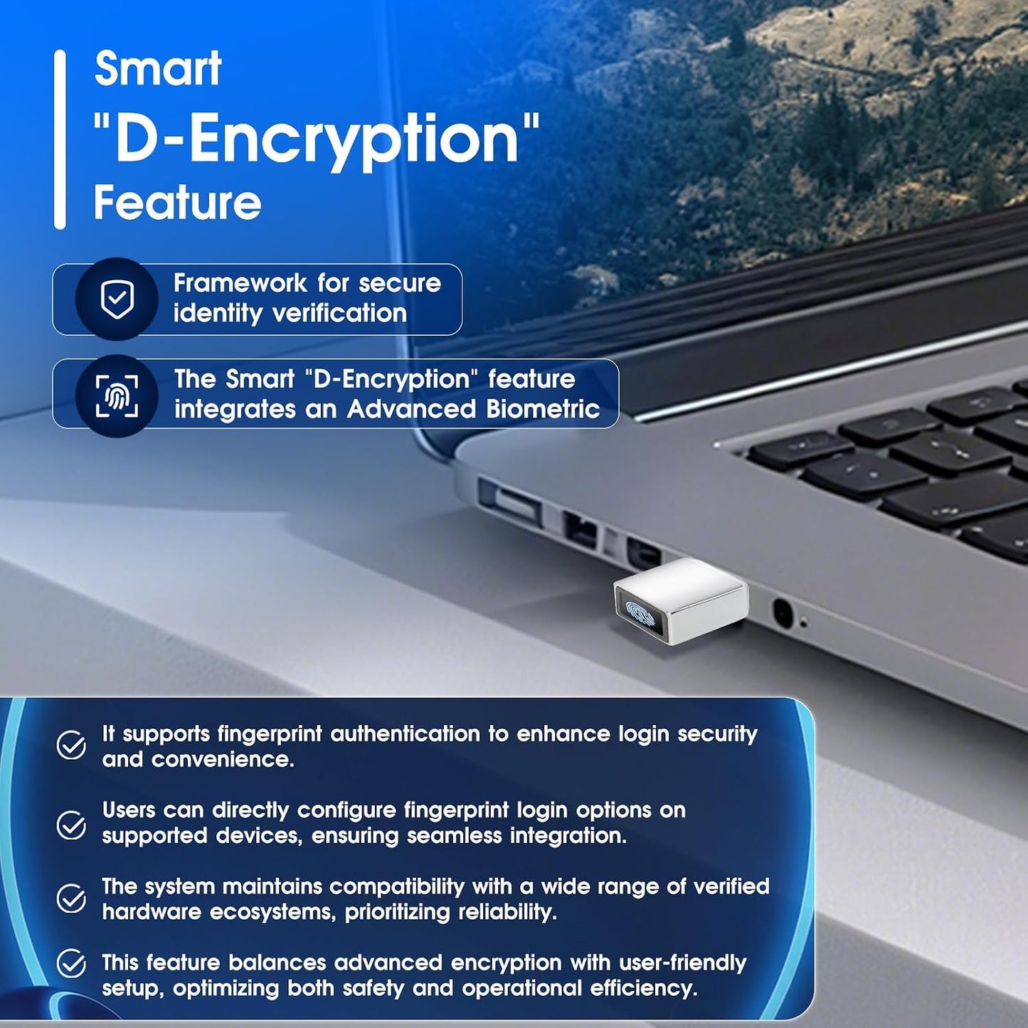 Yoidesu 11 10 USB-C Fingerprint Reader Biometric Scanner Hello Plug and Play USB Type-C Fingerprint ID Device