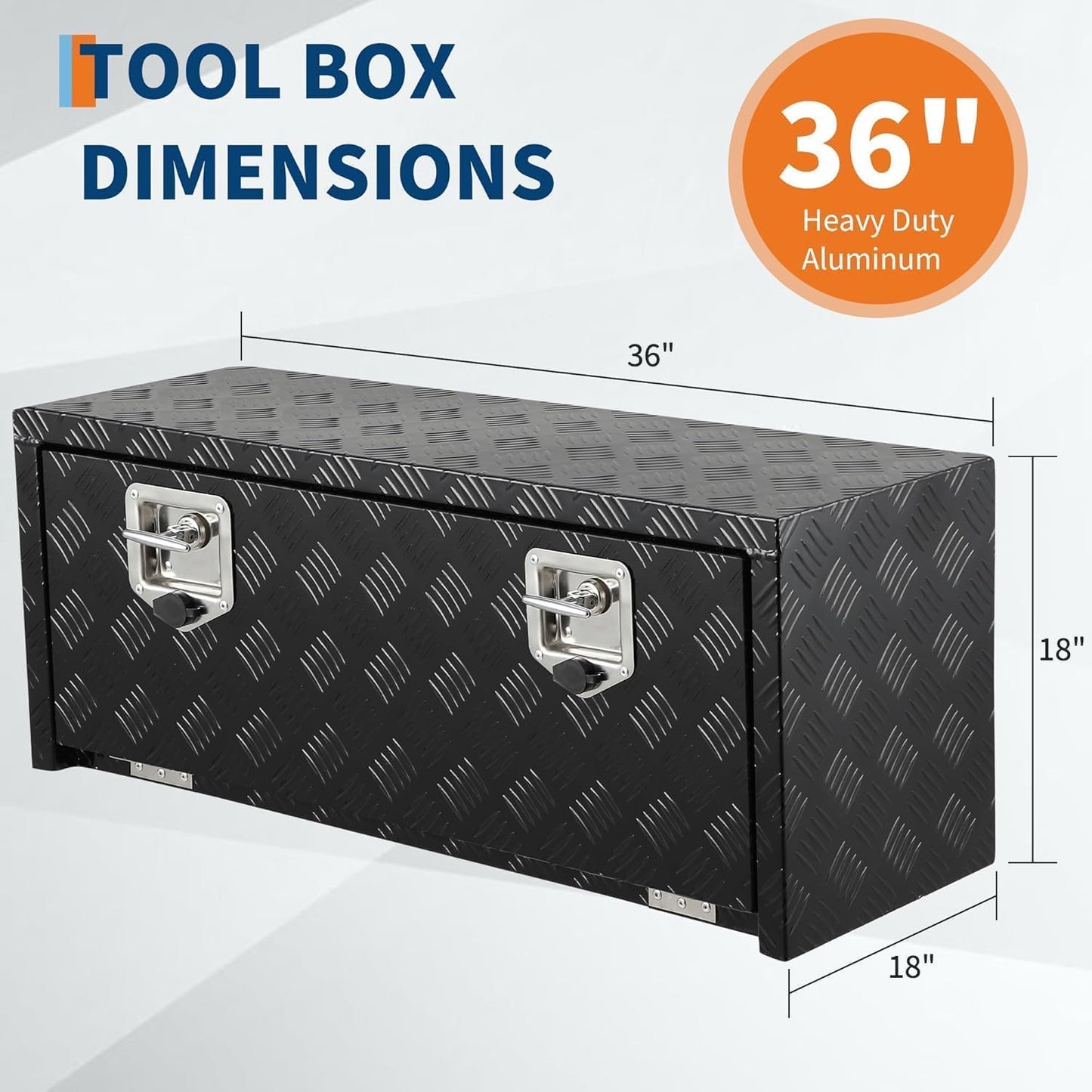 ActiveTrail Heavy Duty Aluminum Truck Bed Tool Box, Waterproof Trailer Storage Box with t-Handle & Lock, 18"X18"X36" Storage Toolbox for Pickup Truck Bed, RV, Trailer