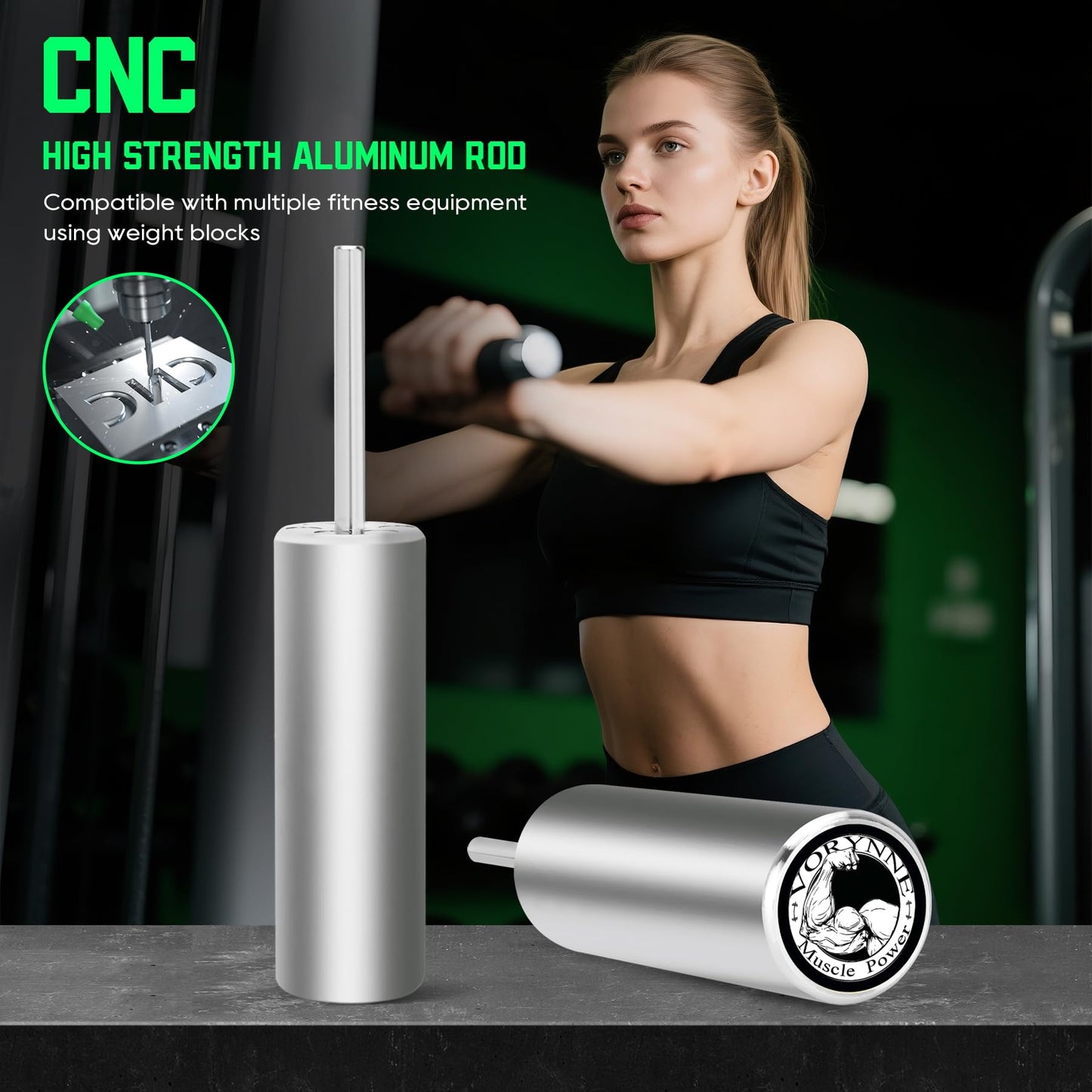 Vorynne Weight Stack Pin Extender for Gym Cable Machine & Home Gym, Ø 10 mm, Allowing Additional Olympic Weight Plates, Made of Durable Steel for Secure and Long-Lasting Use