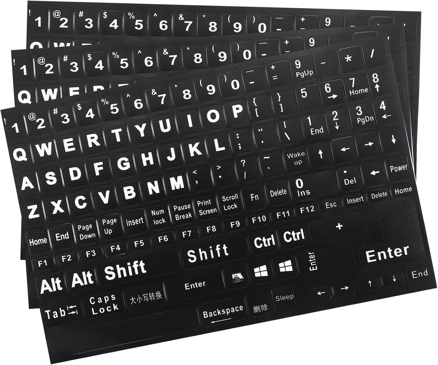 SynHHergyx 3 Keyboard Letter Stickers, Pcs Universal English Keyboard Stickers Replacement Matte Black Background
