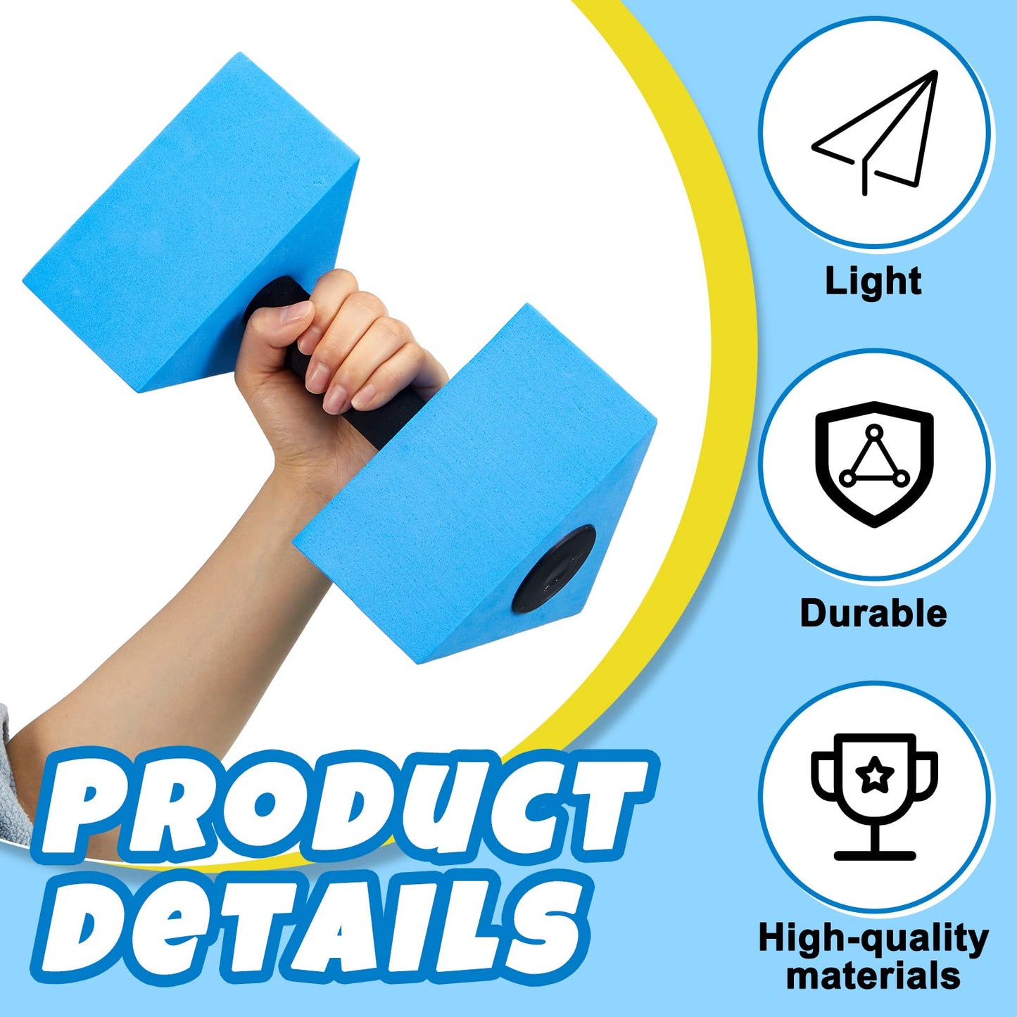 4 Pcs Triangular Aquatic Exercise Dumbbells Floating Water Weights for Pool Exercise Set EVA Foam Water Weights Resistant Water Aerobics Equipment Fitness Barbells Hand Bar for Pool Exercise Blue