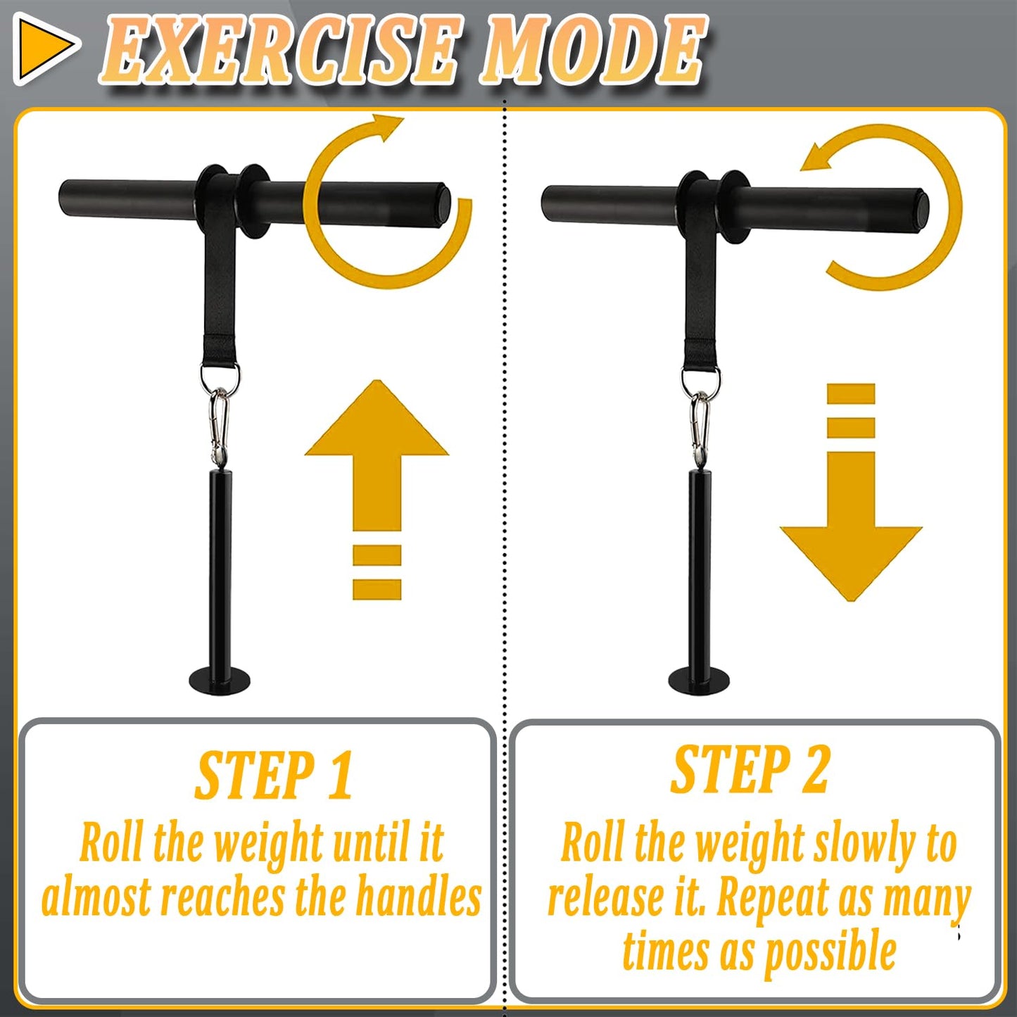 Forearm Blaster Roller Anti-Slip Handle Forearm Wrist Exerciser Trainer Strength Equipment Home Gym Must for Exercising Fitness Workout (Strap)