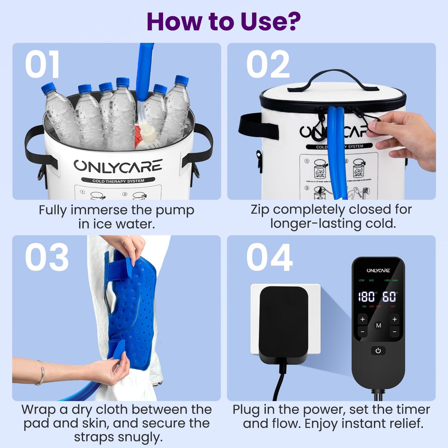 Cold Therapy Machine, Program Timer Ice Machine for Knee After Surgery, Portable Ice Therapy Machine with Quiet Pump, Large Cold Pad for Ankle, Arm Joints, Sports Injuries, Cryotherapy Pain Relief