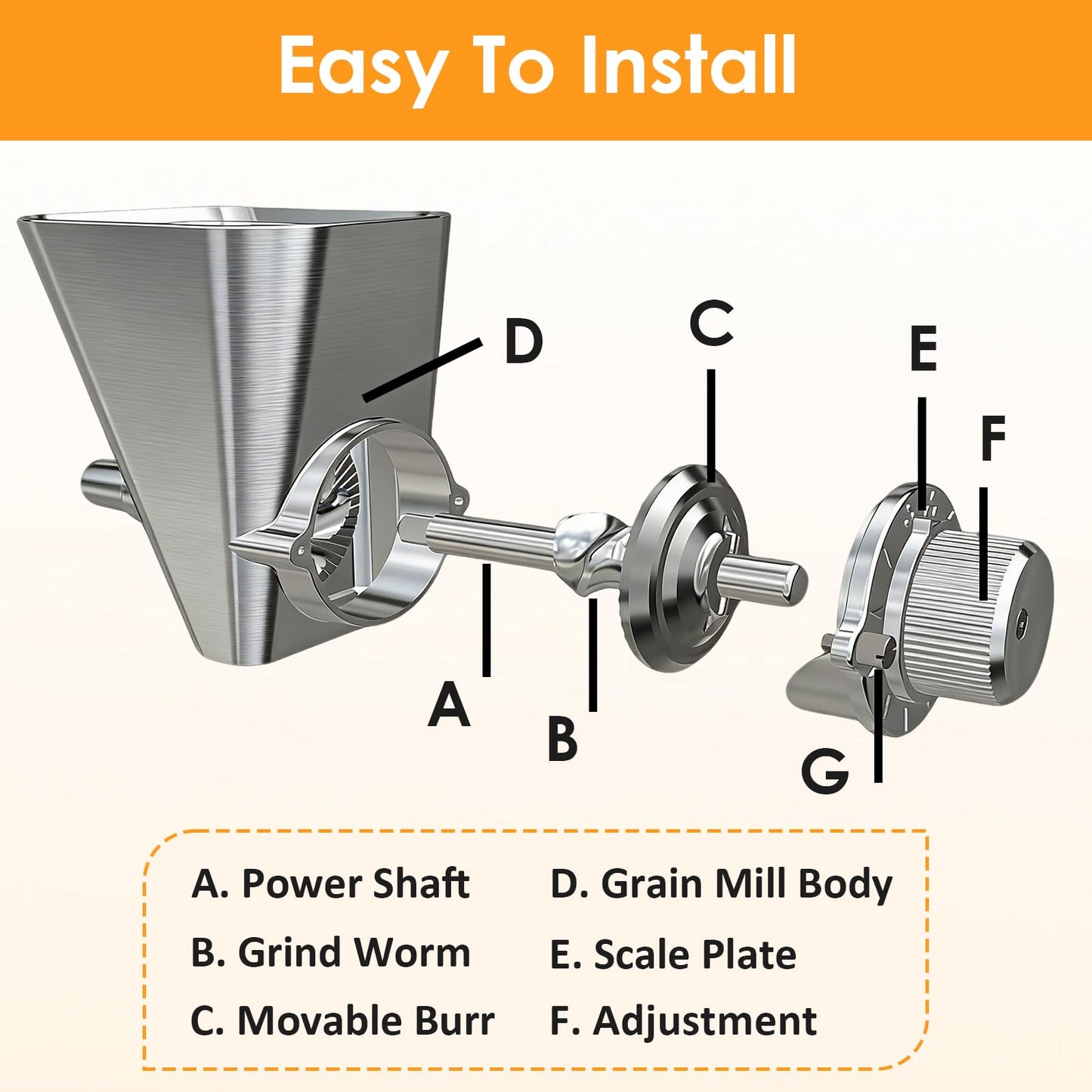 Ezato 2026 Grain Mill Attachment for KitchenAid Stand Mixer, All Metal 9 Levels Flour Mill for KitchenAid, Fit for Grinding Wheat, Corn, Oats, Millet, Coffee Beans