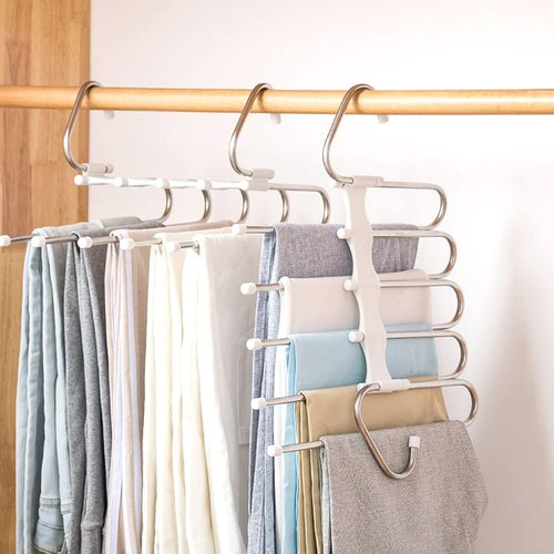 Kalimdor Pants Hangers - Space Saving Metal Closet Organizer with Anti-Slip Design | 2 Pack for Jeans & Skirts