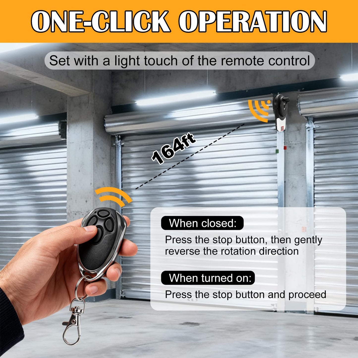 Automatic Roll Up Door Opener, 110V 100W Commercial Rolling Opener Commerial Garage Roller Door Opener with 2 Powerful 1000N Motor with 2 Remotes for Garage Warehouse Store Barn Farm (White)