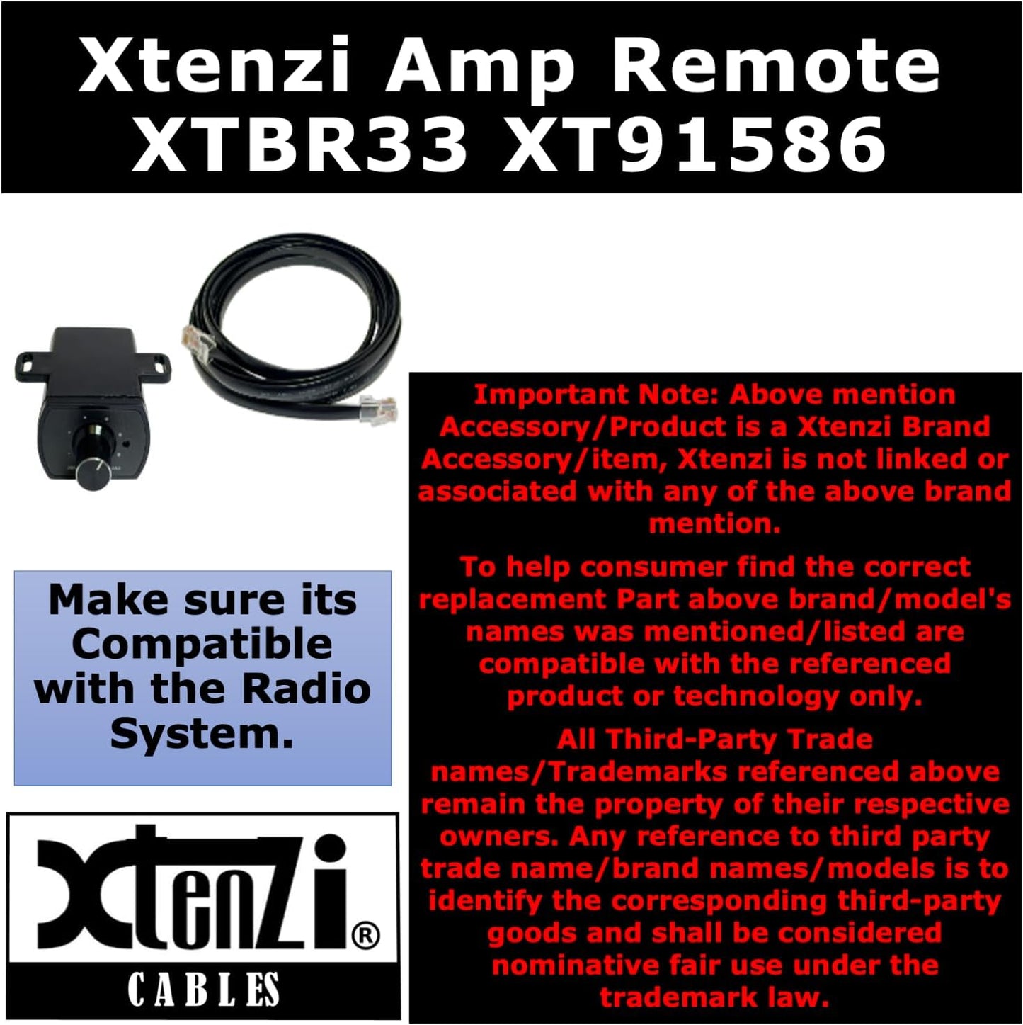 Xtenzi XTBR33 Replacment Bass Gain Volume Knob Control Remote KNOB for Z-BR II Remote Level Control Compatiable