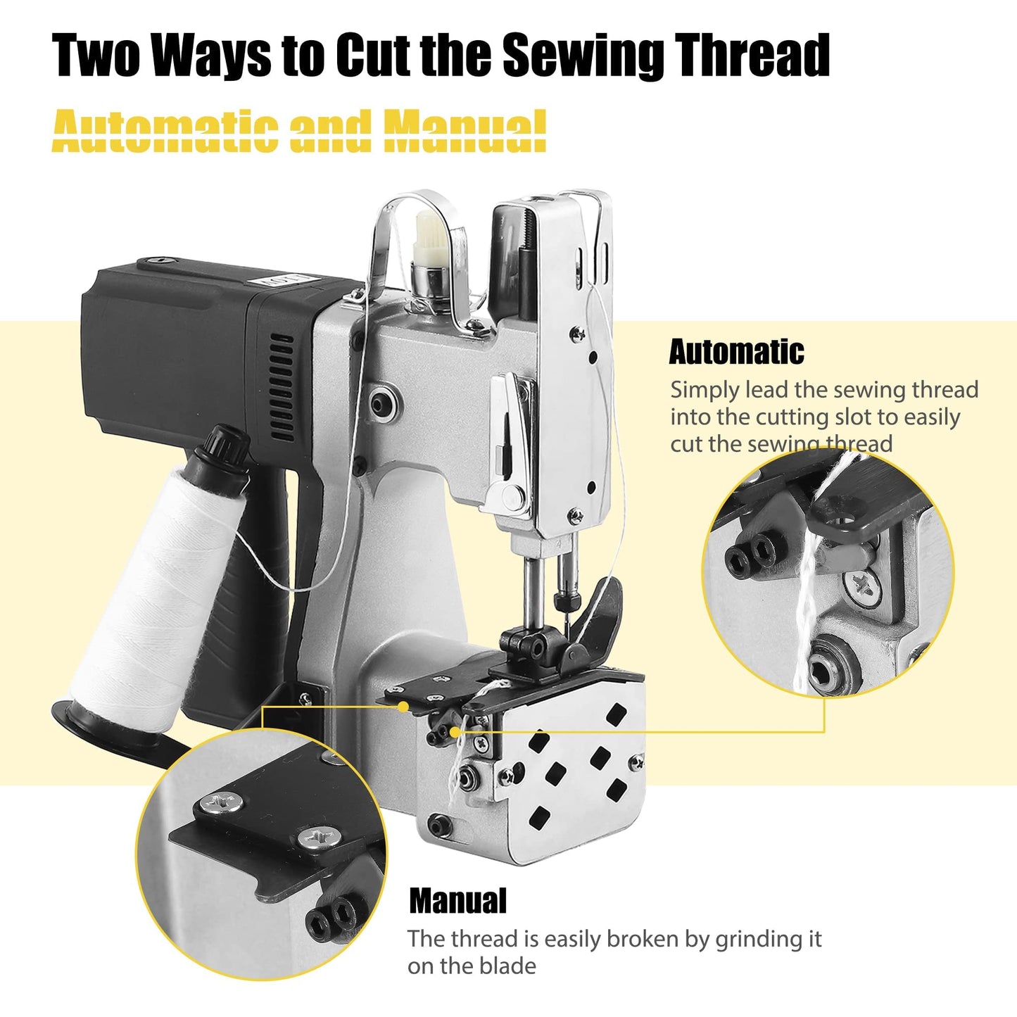 Moonshan Bag Closing Machine + 6 Rolls Heavy Duty Spool Sewing Thread