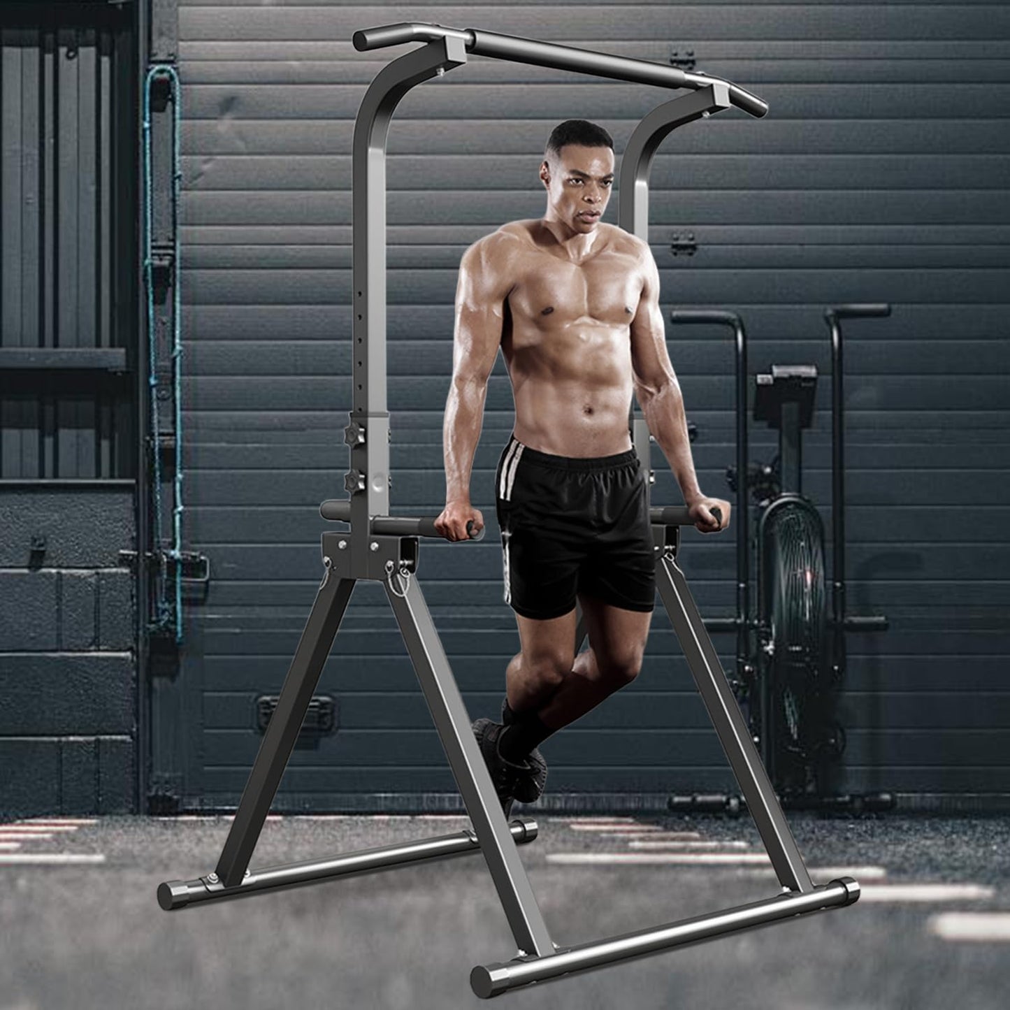 YYJO Foldable Pull Up Bar Free Standing Multi-function Power Tower Dip Bar Home Gym Strength Training Equipment 350 LBS Weight Capacity