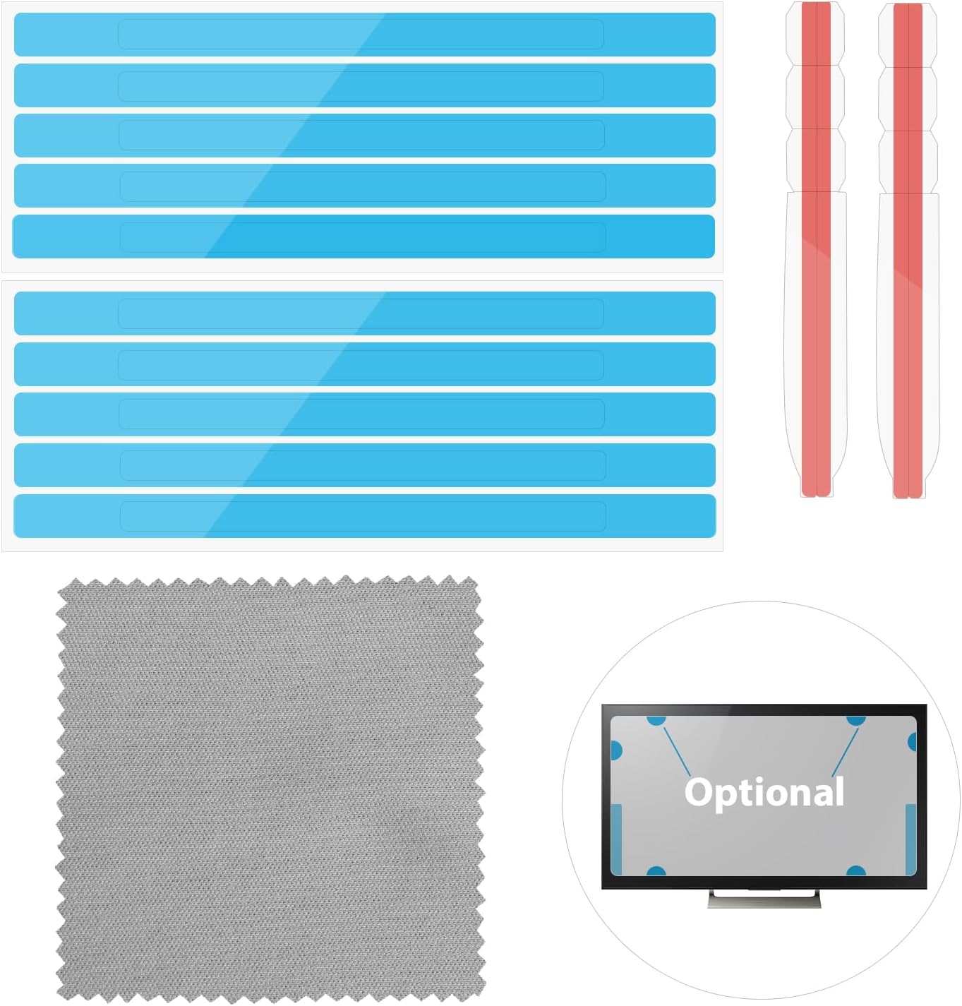 SAVITA 12pcs 2pcs Privacy Screen Adhesive Strips and Plastic Slide Mount Tabs for Computer Monitors with Microfiber