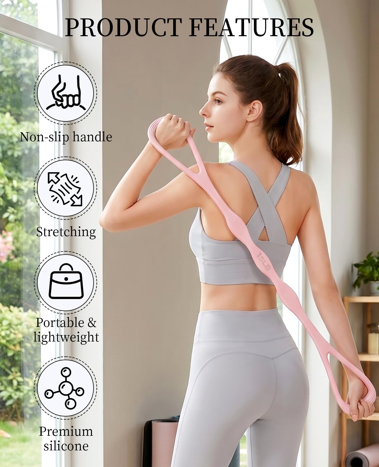 DAWZMR 2 PCS Figure 8 Resistance Bands for Women, 15 Lbs & 25 Lbs Keep Resistance Band with Non-Slip Handles for Arms Back Chest & Shoulder