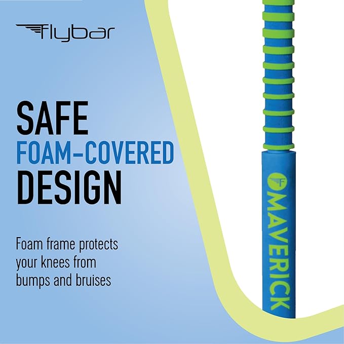Flybar Maverick 2.0 Foam Pogo Stick for Kids Ages 5 and Up, 40 to 80 Pounds - Outdoor Toy for Boys and Girls With Rubber Grip by The Original Pogo Stick Company (Blue/Green)