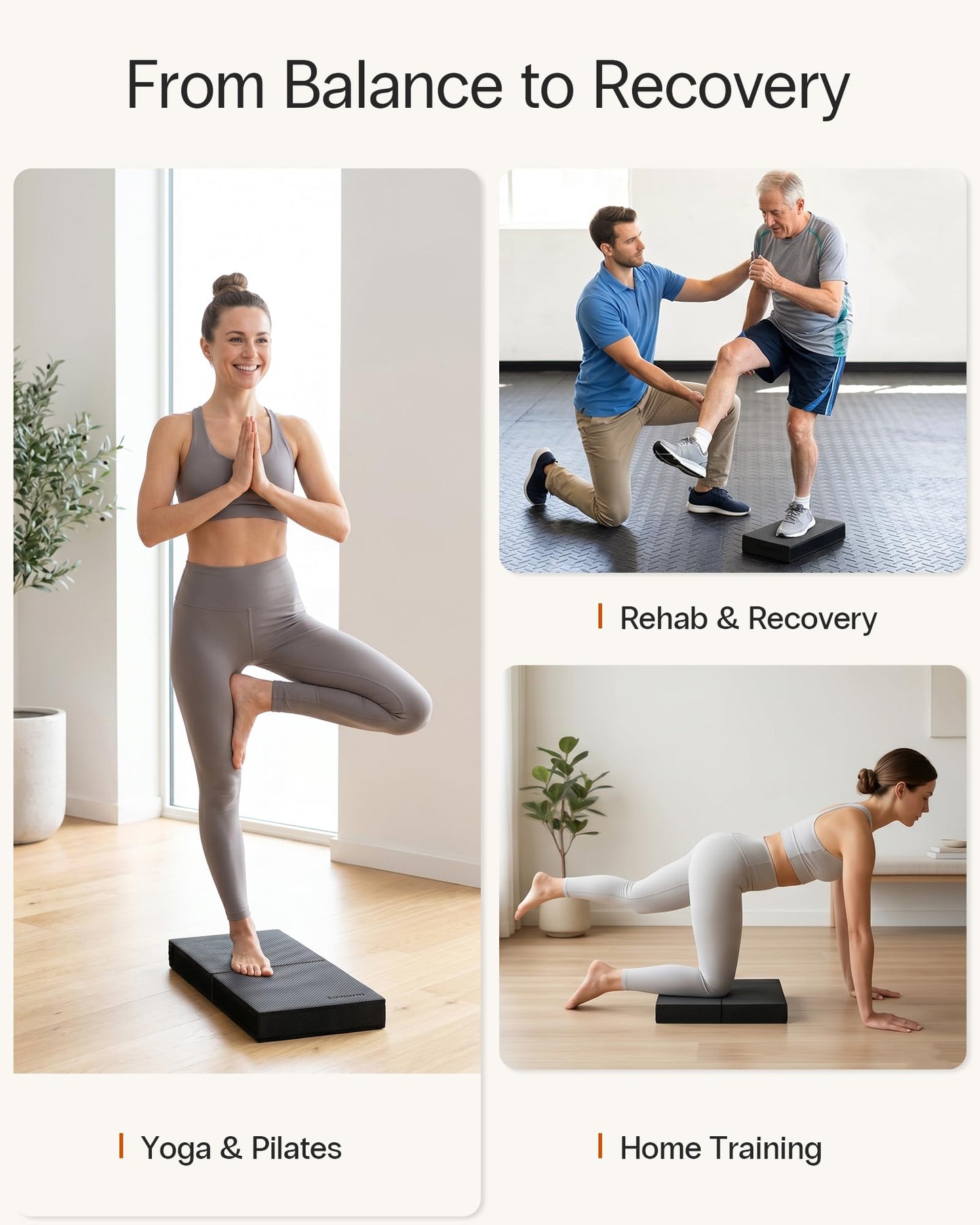 StrongTek 2-in-1 Non-Slip Balance Pad - High-Density Foam Cushion, Supportive Exercise Mat & Knee Pad for Core Training, Yoga, Pilates, Physical Therapy, Stability Training, Stretching, and Rehab