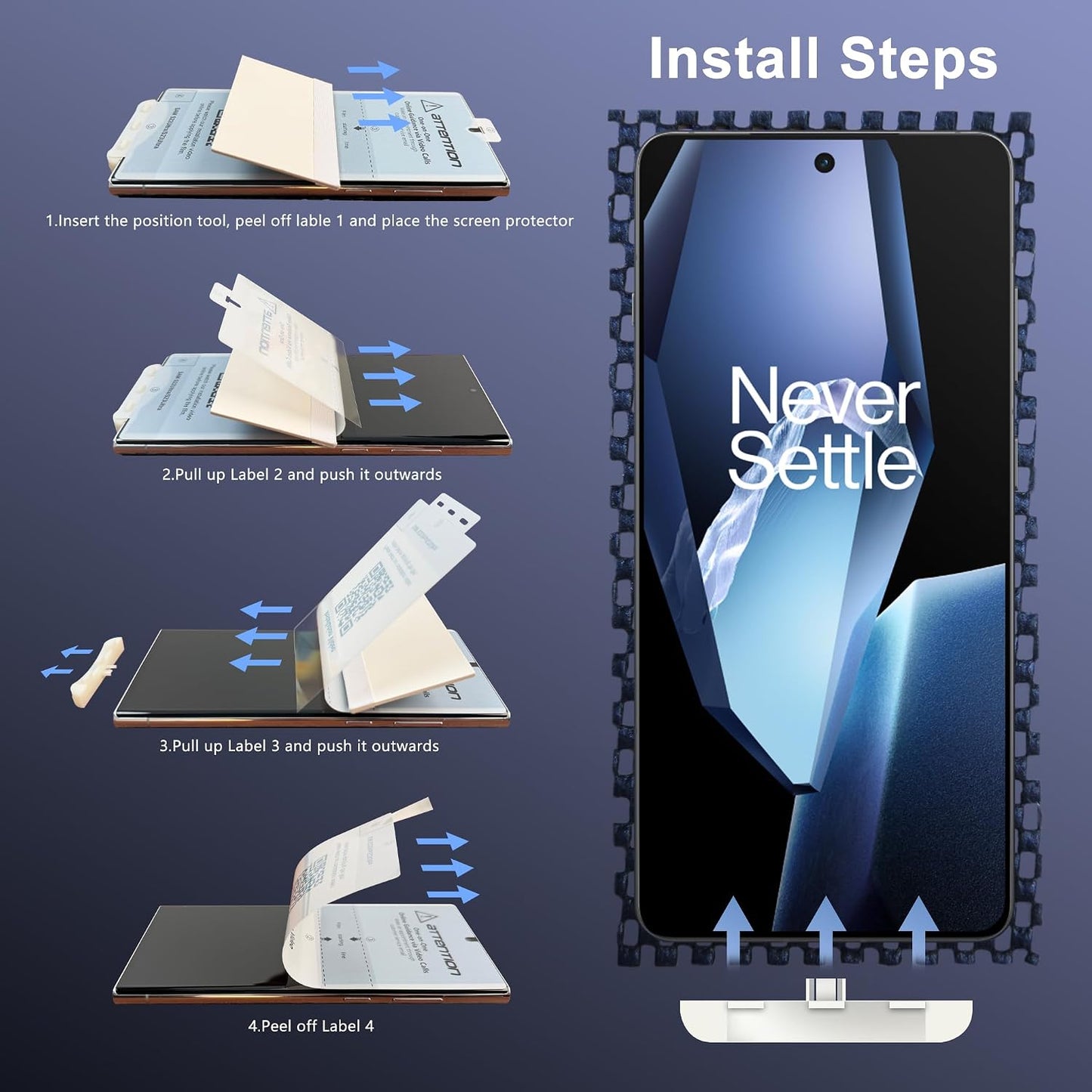 3 Pack 13, Screen Protectors for OnePlus Flexible Film, Ultrasonic Fingerprint Compatible, Full Coverage, No Edge