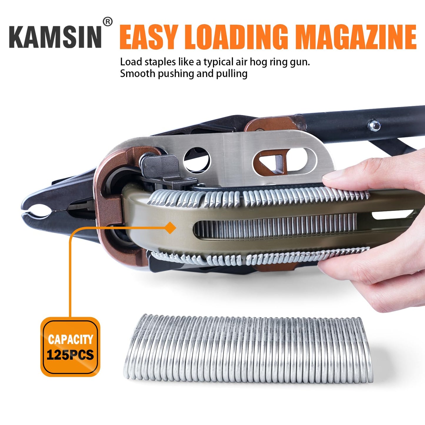 KAMSIN C50 11 Gauge Manual Hog Ring Plier 1-1/2-Inch Crown Hog Ring Plier C Ring Stapler 13.5-14mm Closure Diameter Hog Ring Stapler for Wire Cages, Gabion, Fencing