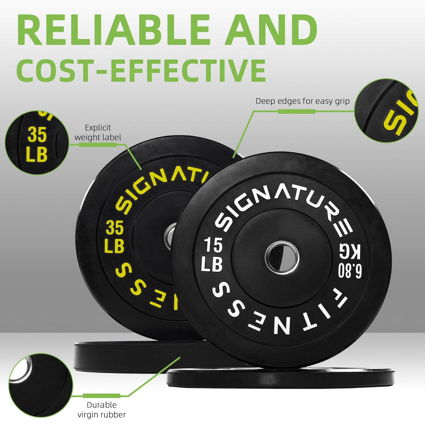 Fitvids Olympic Bumper Plates Set, 2" Weight Plates for Strength Training & Weightlifting, 100LB Set (15LB, 35LB), Multiple Packages
