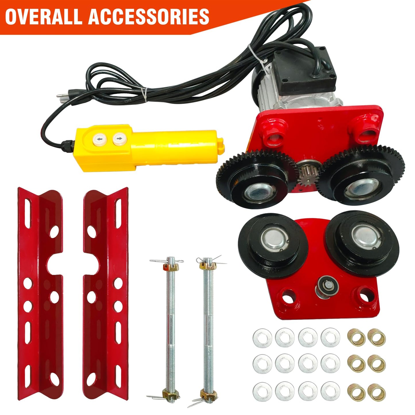 Dremvoist Electric Trolley for Power Hoist,1 Ton 2204 LBS Capacity,Fit 2.68"-4.33" in I-Beam,for PA200-PA1000 Hoists Push Geared Overhead Crane Heavy Duty Wheels System,for Warehouses,Gantry Cranes