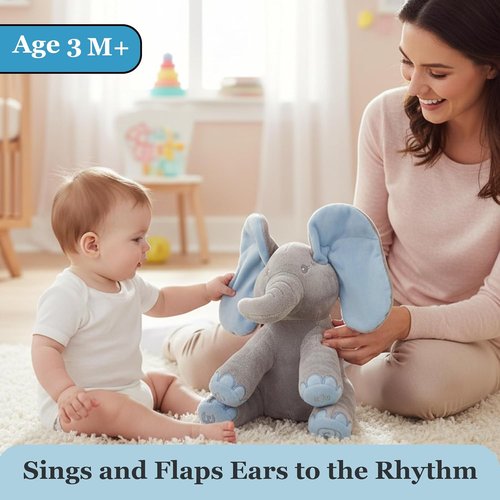 Dimple Kyle Peek-A-Boo Elephant Toy - Interactive Singing Plush with Moving Ears for Babies & Toddlers