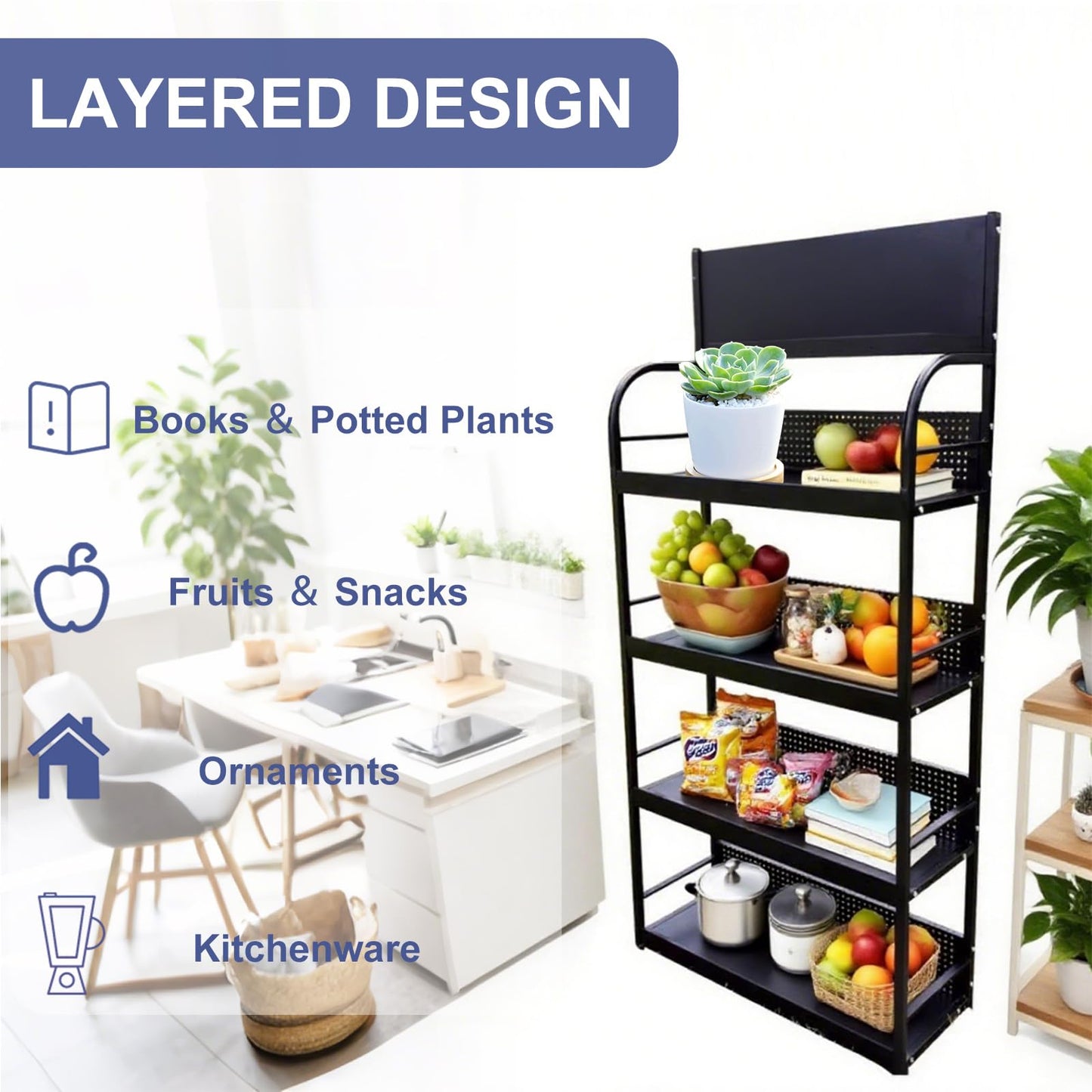 BFECGDXT 4-Tier Retail Display Racks, Metal Display Shelving, Heavy-Duty Standing Shelves for Supermarkets, Garages, Stores, Warehouses, Home & Kitchen, 31.4" W x 67" H