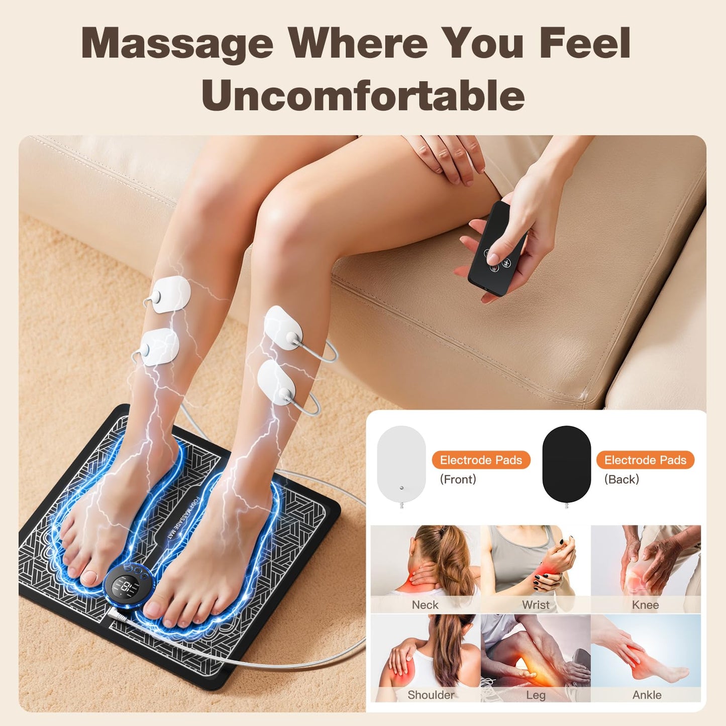zdasosr Transcutaneous Electronic Nerve Stimulator and Powered Muscle Stimulation for Pain Relief, EMS Foot Massager