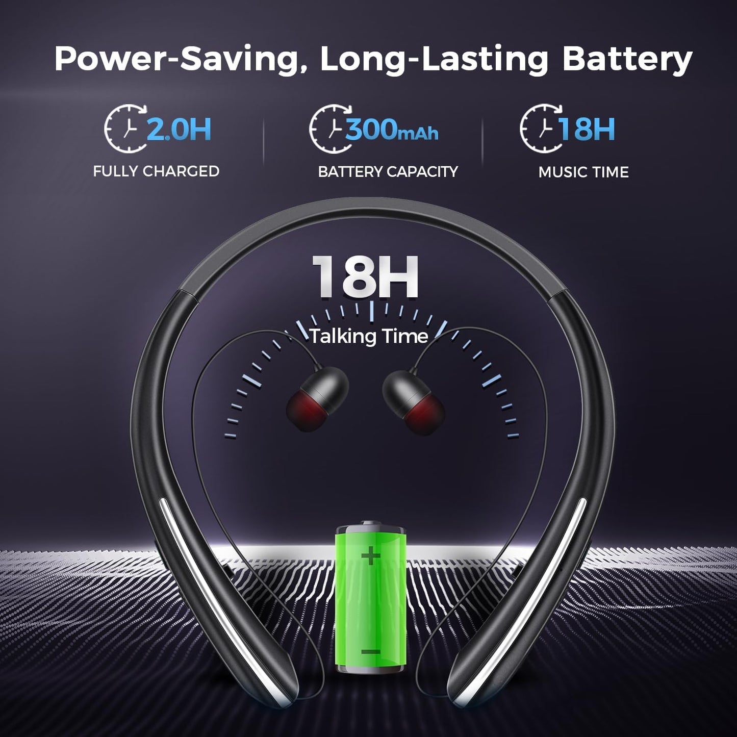 Gardway 5.4 Earbud,CVC8.0 16Hrs Headset Neckband Bluetooth Headphones, Bluetooth Wireless Headphone with Retractable