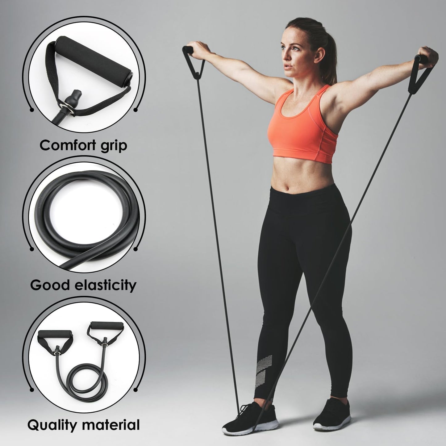 Resistance Bands with Handles, Easy Hold Working Out Exercise Bands, Comfortable Workout Accessory for Men Women Strength Training Muscle Shaping Physical Therapy Home (30LB)