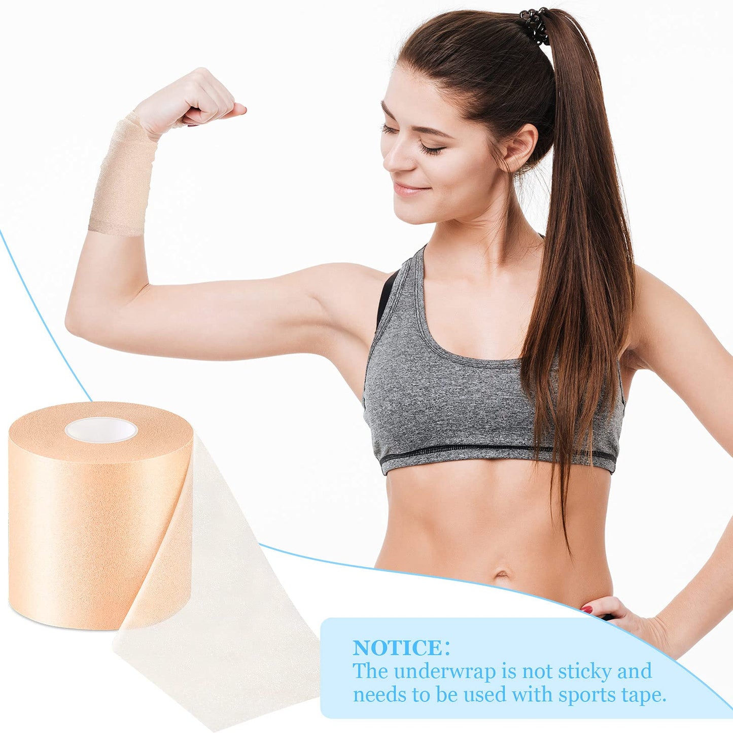 Nuanchu 30 Yards Pre-wrap Athletic Tape Pre Wrap Athletic Foam Underwrap Tape Foam Underwrap Bandage for Hair Soccer Sports Wrists Elbows Knees Ankles 2.76 Inches(Beige)