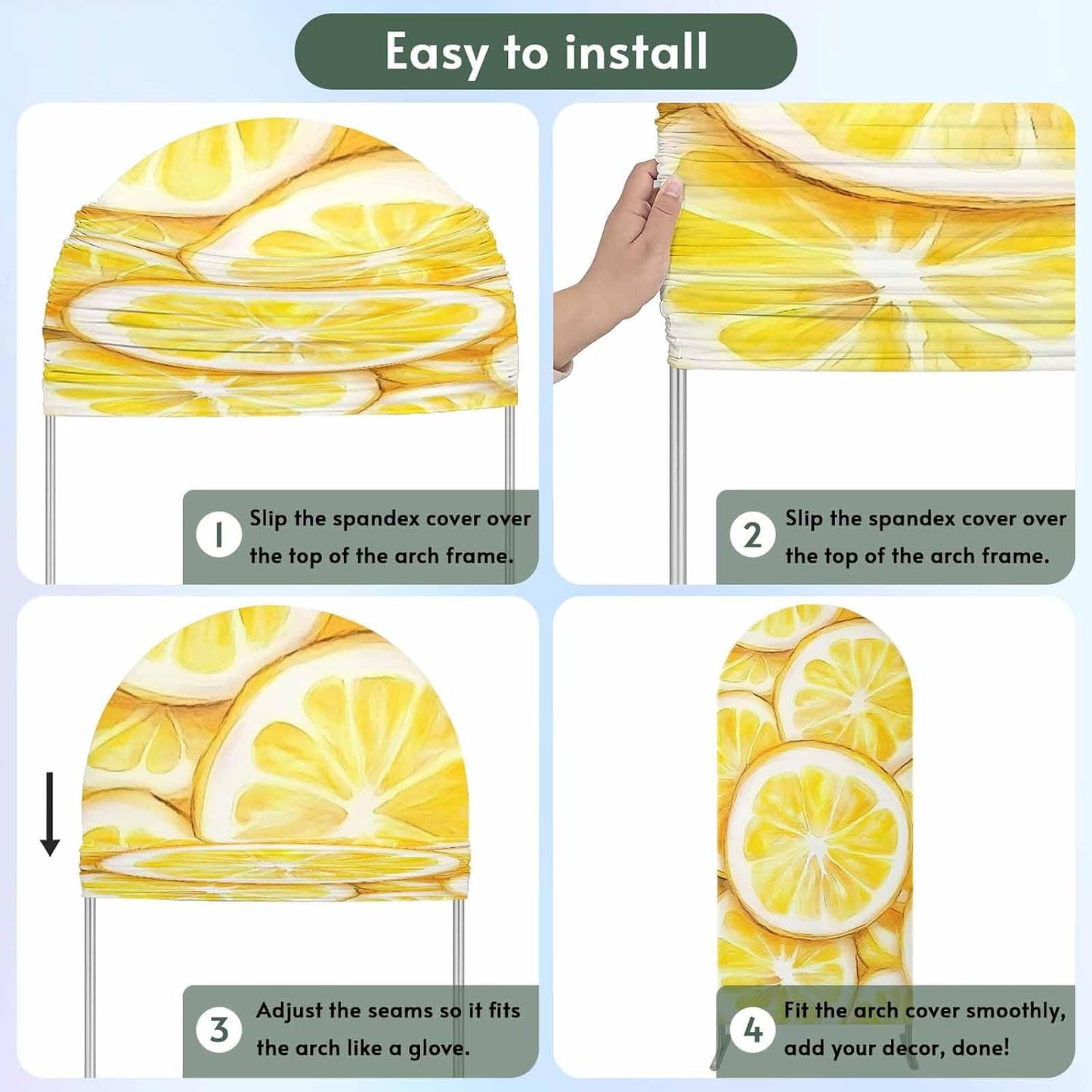Jnbasdffb Summer 6.6 Lemon Wedding Arch Cover, Stretchy Spandex Arch Backdrop Stand Covers FT, Modern Oil Painting