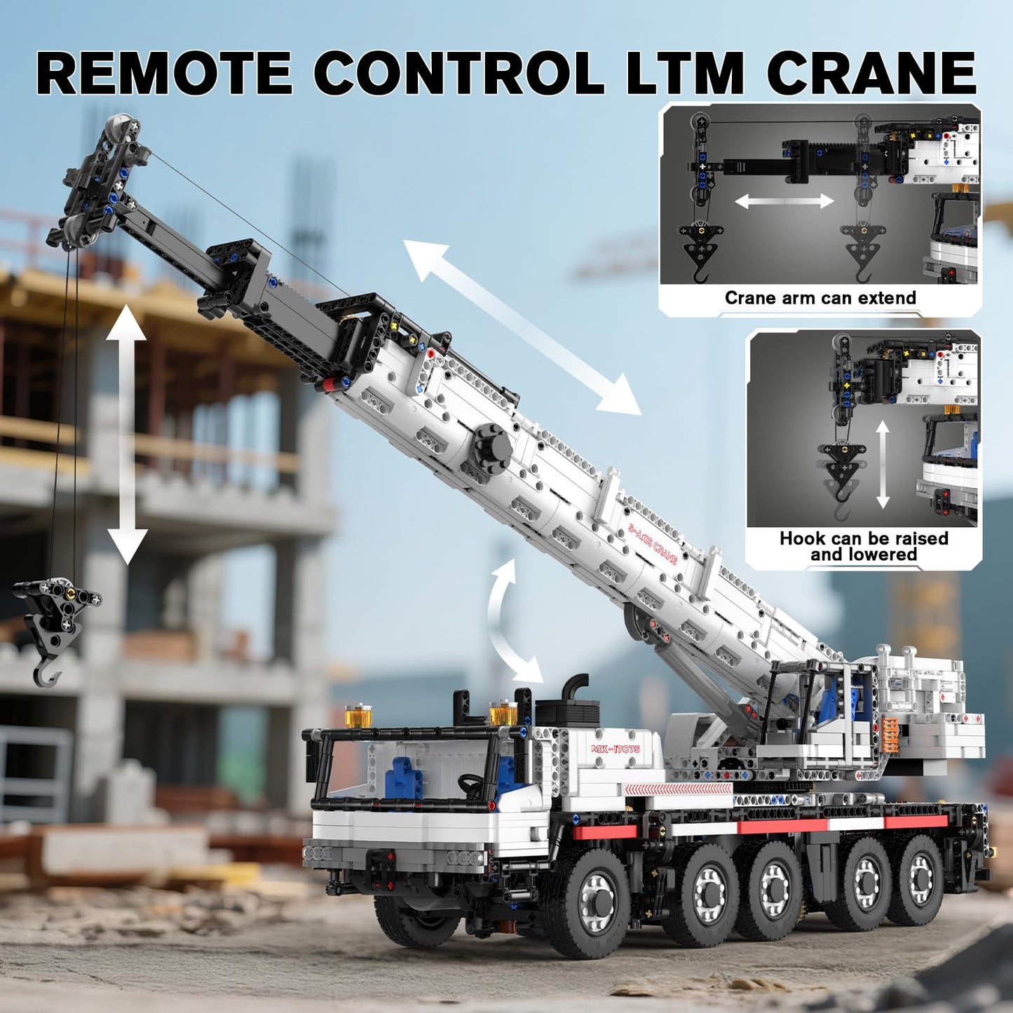Mould King Construction Crane Building Sets, 17075 APP Programmable Construction Vehicle Model, Large Vehicles Crane Building Kits Gift for Adult/Collections Enthusiasts(3248 Pieces)