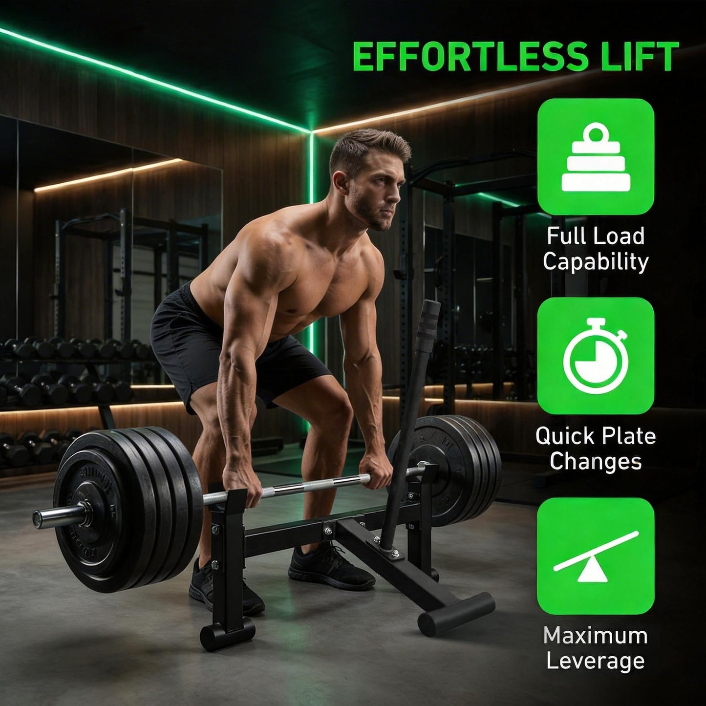 UBCTECH Deadlift Barbell Jack Stand, Heavy Duty Steel Deadlift Jack for Easy Changing Plates, Anti-slip Handle Deadlift Stand, Home Gym Deadlift Exercises, Weight Training Equipment