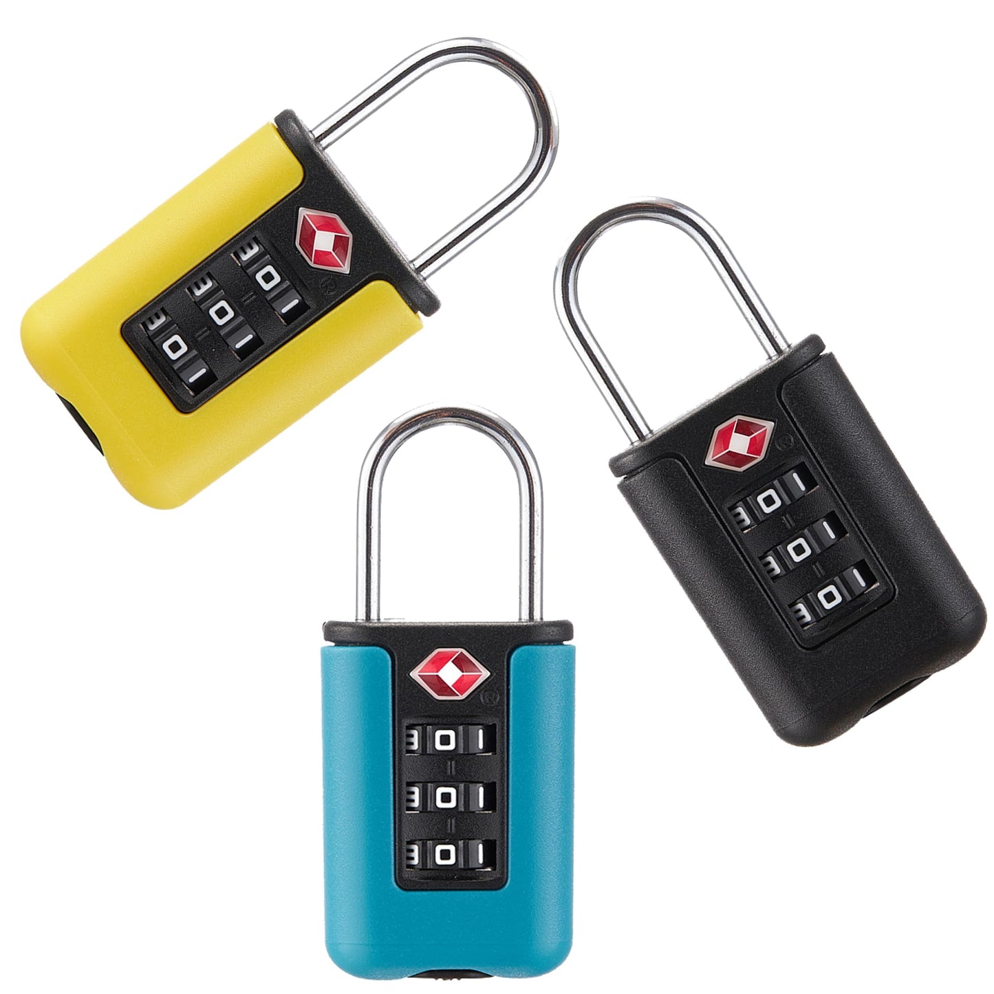 TSA007 Padlock Luggage Travel Lock and 3 Digits Self-Setting A Variety of Different Combinations Luggage Bag Travel Security Code Lock Three Colors