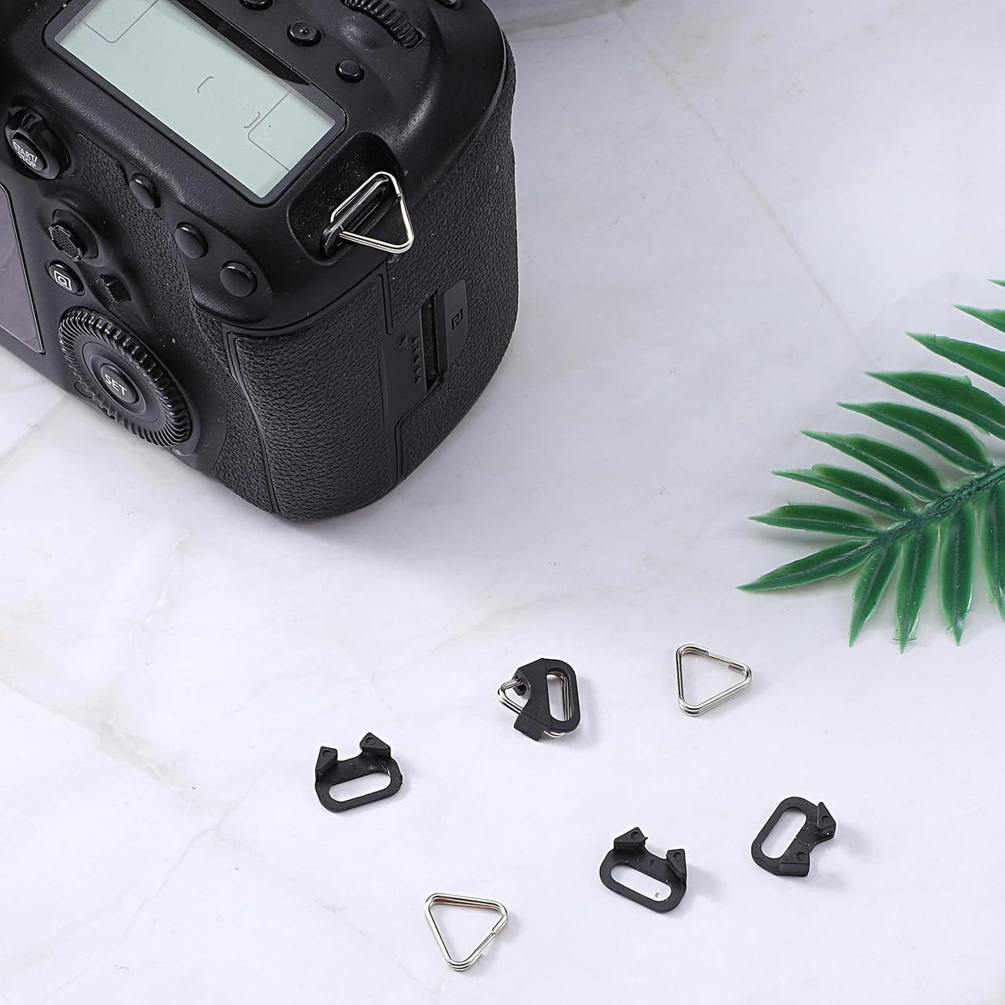 Bruislard 4Pcs Camera Strap Clips Camera Triangle Split Ring Stainless Steel Strap Hook Lug Ring with Plastic Cap