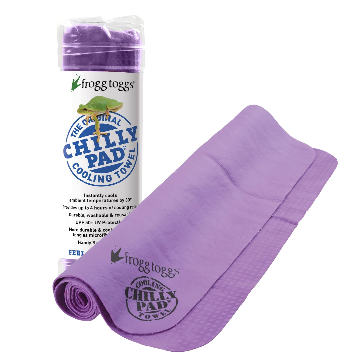 FROGG TOGGS Poly Vinyl Alcohol Chilly Pad, Instant Cooling Towel, long lasting, reusable, Sports and Outdoors Neck Towel 33x13, Deep Purple