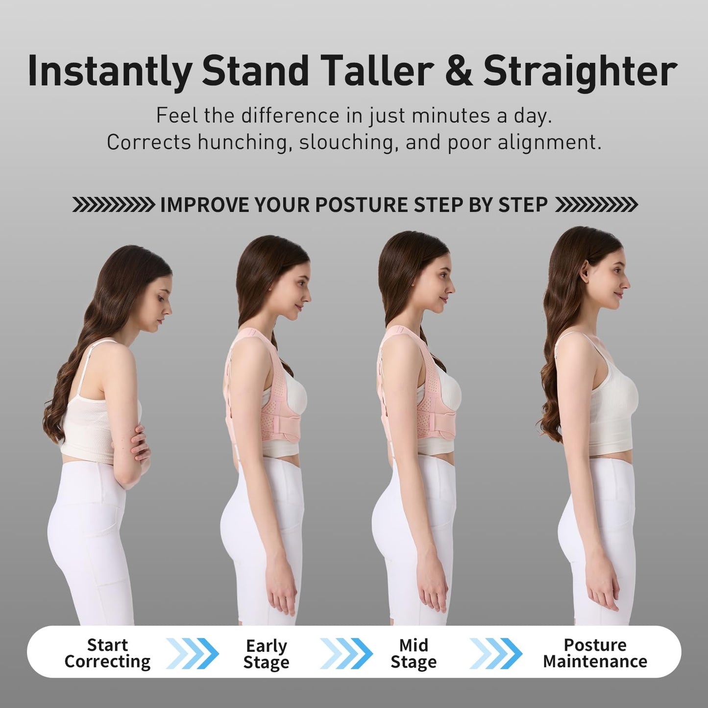 WNIEYO Back Brace Posture Corrector for Women Shoulder Straightener for Upper and Lower Back Pain Improving Postura Support Belt for Scoliosis (Pink,S/M)