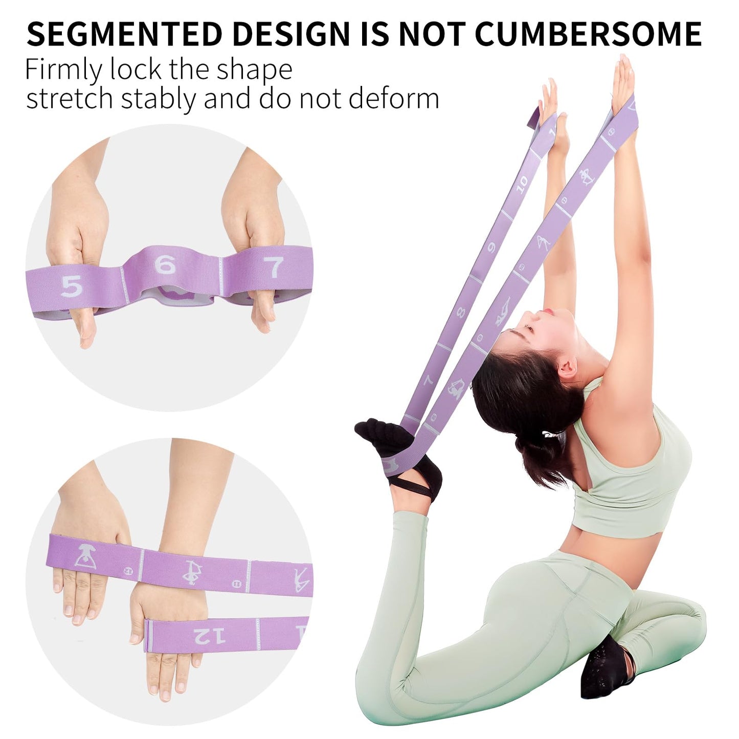 Yoga Blocks Set of 2 with 12 Loop Stretch Band and Carry Bag, Heavier High Density EVA Foam Yoga Blocks for Yoga, Pilates, Stretching, Flexibility Training, Ballet Warm Up, Dance and Home Workouts Set