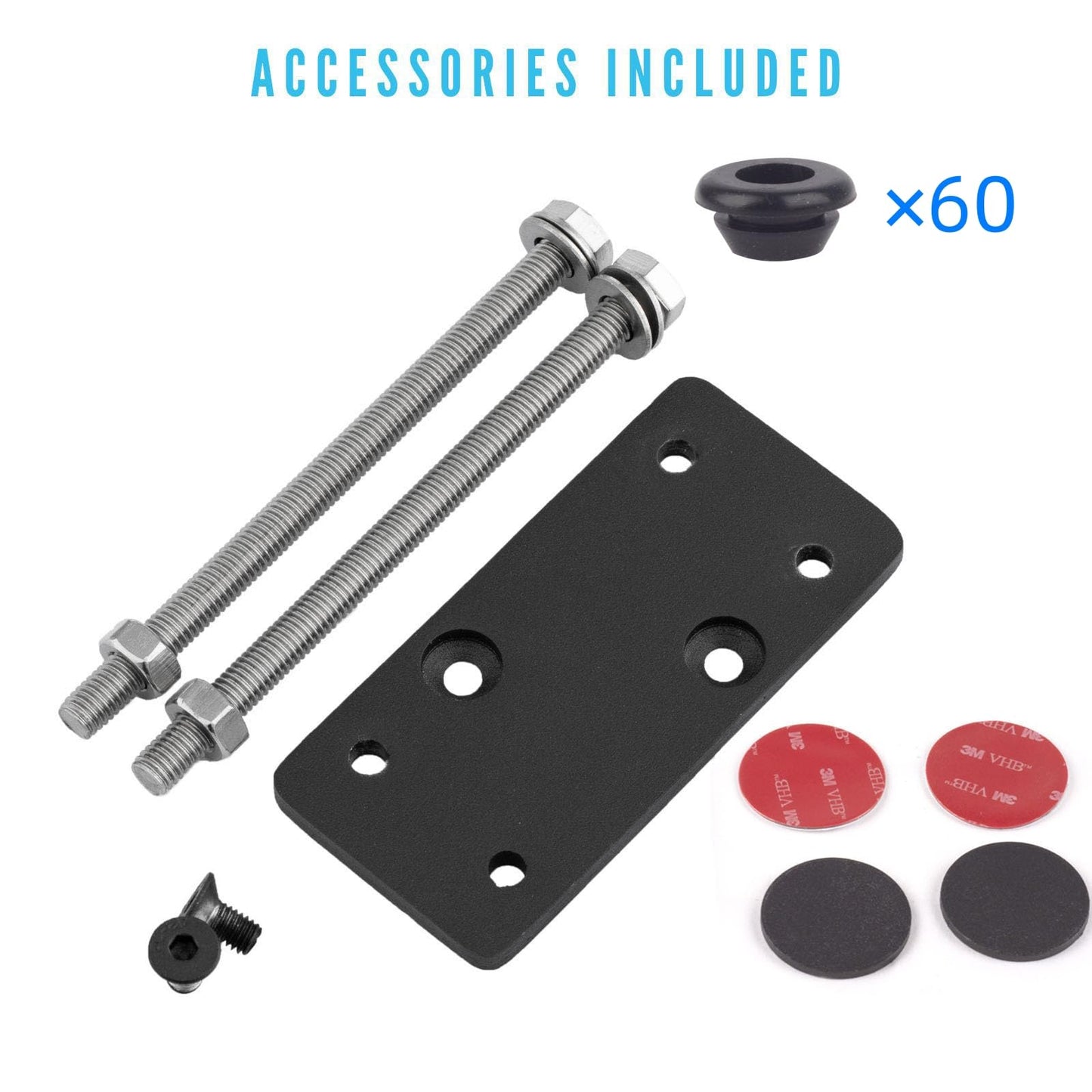 Senmit Cable Railing Post Fascia Mount-Stainless Steel Square Weldless 36"x2"x2" Pre-drilled Side Mount Metal Post for Wood Deck, Black 4 Pack