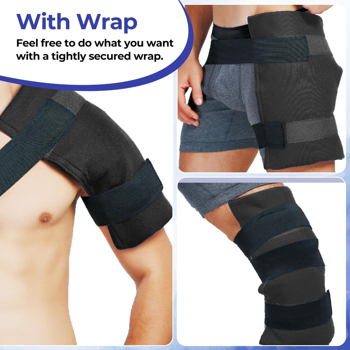 Ice Packs for Injuries 14" X 11": Ohuhu 2 Pack Hot Cold Gel Ice Pack X-Large Reusable Ice Packs with Wrap Flexible Pain Relief for Shoulder Legs Knee Back Hip Aches Injury Muscle Pain-Blue