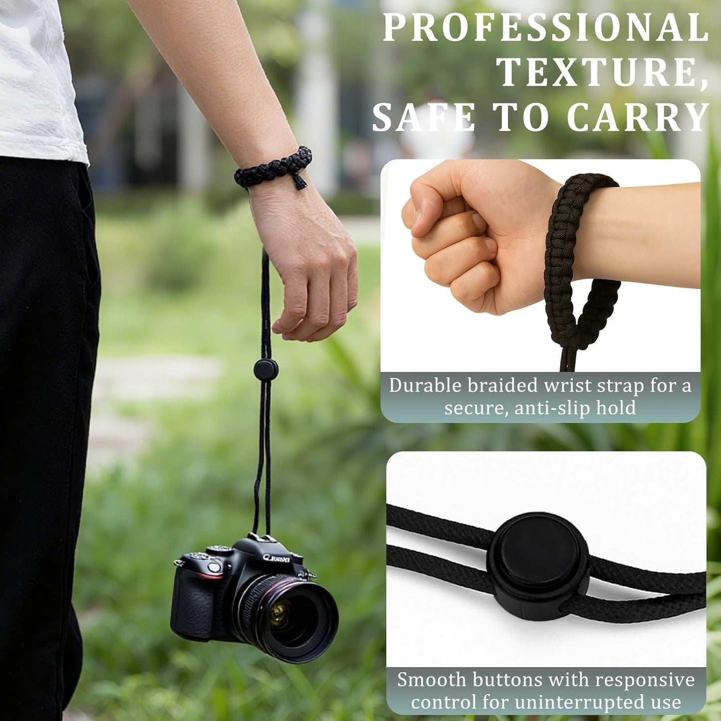 Brvlsoc 1/4" Insta360, Adjustable Camera Wrist Strap Nylon Hand Wrist Lanyard with Screw Mount for GoPro, DSLR Cameras