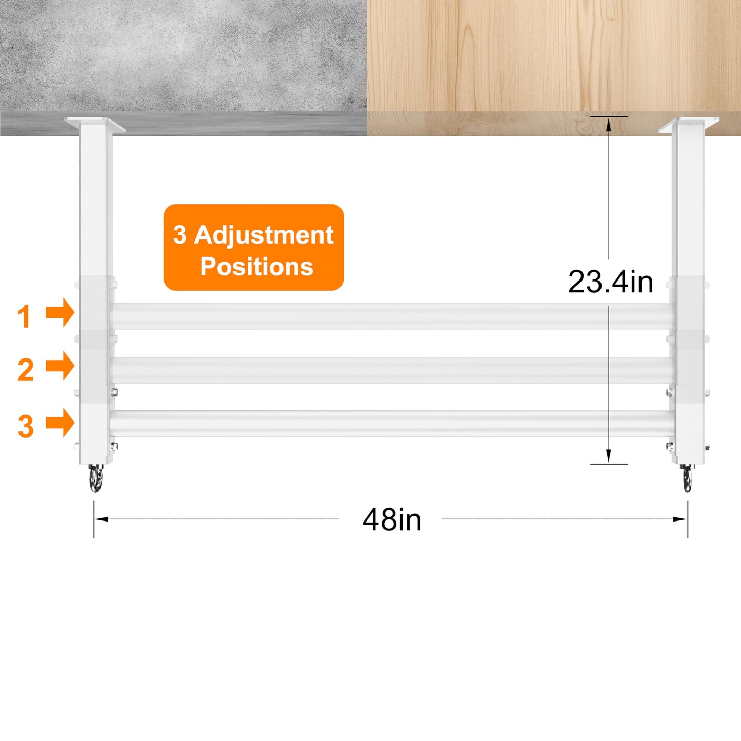 HWOOUSA Ceiling Mounted Pull Up Bar, 3 Adjustable Heavy Duty Pull Up Bars, 16"/24" Rafter Chin Up Bar, Ceiling Joist for Garage/Gym/Basement with Comfortable Grip & Round Anchors, Heavy Duty 700 LBS,White