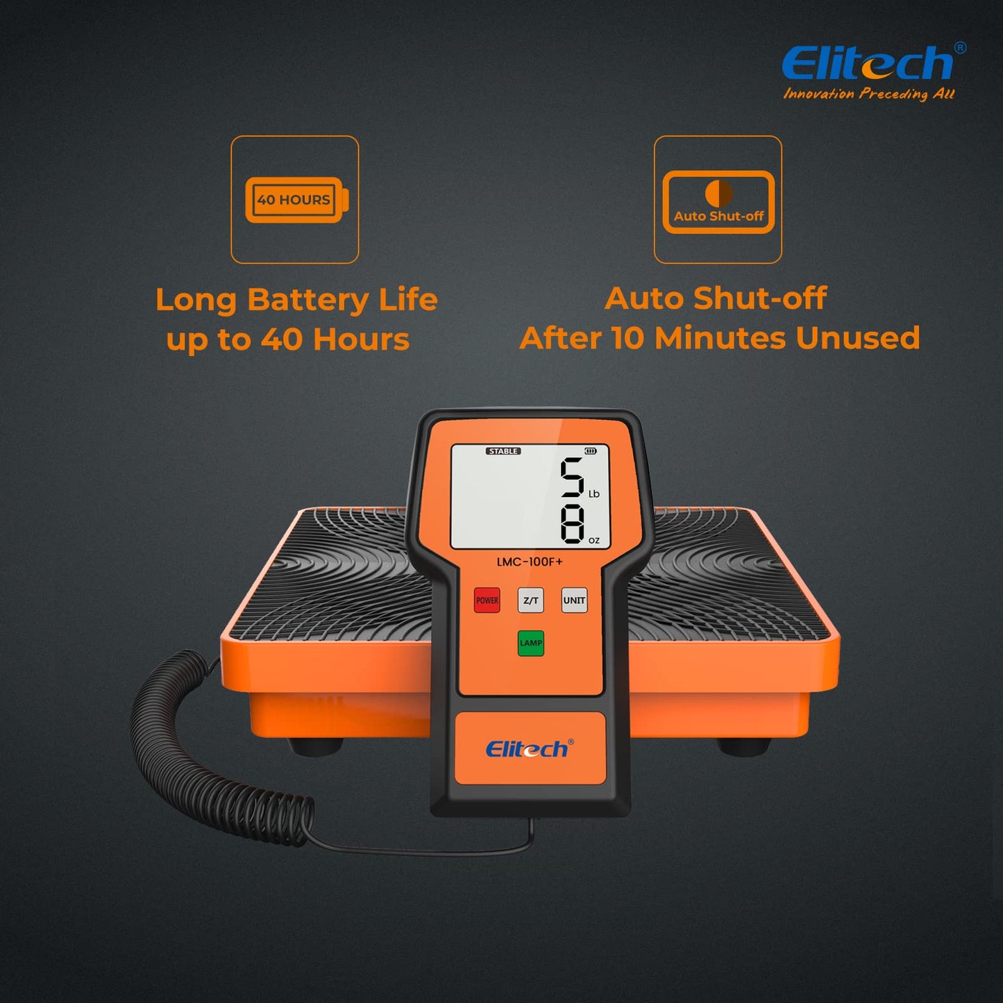 Elitech Refrigerant Scale 110 Lbs – High Precision HVAC Freon Scale with LB+OZ Dual-Unit Display, Electronic Charging Weight Scale with Carry Case, LMC-100F+