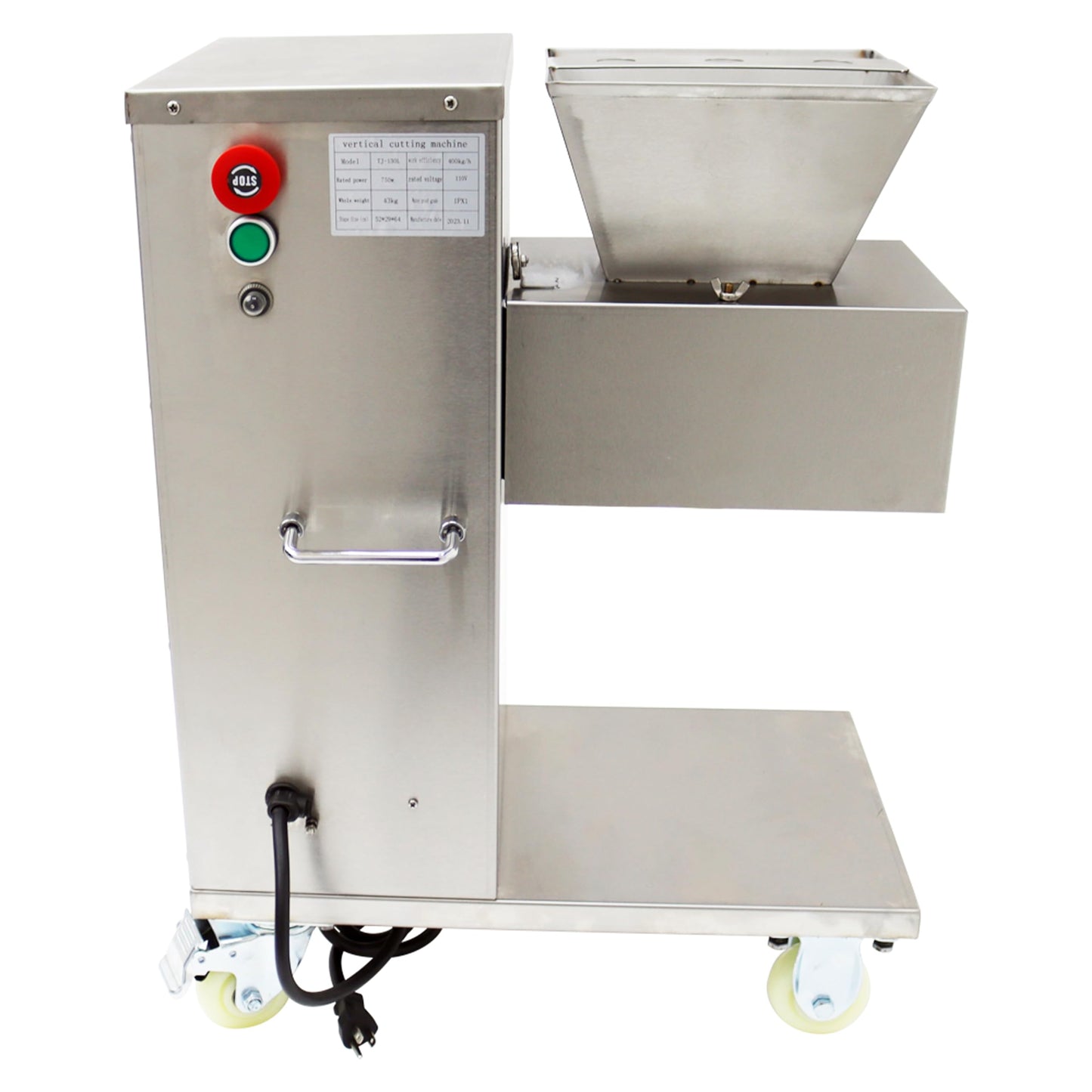 TECHTONGDA Commercial Meat Slicer Meat Cutting Machine with 8mm Blade Electric Stainless Steel Meat Cutter Slicer Steak Pork Meat Cutter Slicer TJ130L 882LBS/H 110V