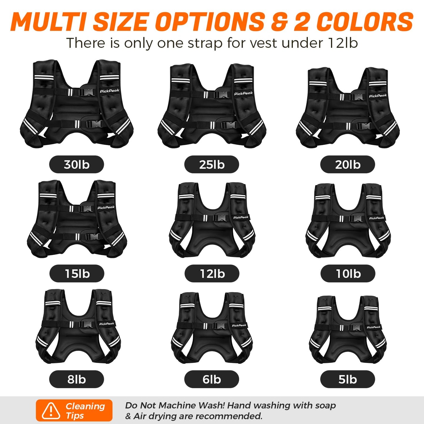 PICKPEAK Weighted Vest for Woman Man 5lb/6lb/8lb/11lb/12lb/13lb/15lb/20lb/25lb/30lb Weighted Vest for Walking, Strength Training Weight Vest with Adjustable Buckle Detachable Phone Pouch for Running Workout