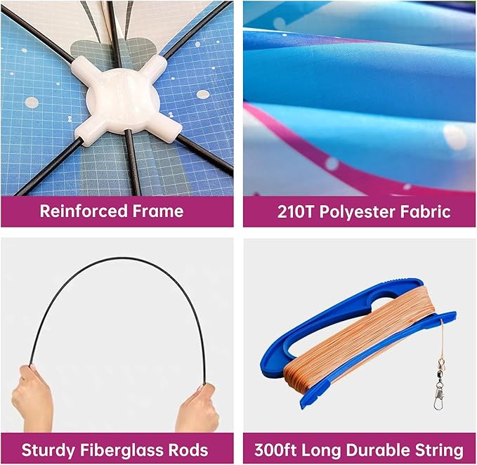 Butterfly Kites for Kids and Adults Easy to Fly, Single Line Beach Kite for Boys & Girls, 55’’ x 28’’ Butterfly for Teens Comes with 300 FT String Handle